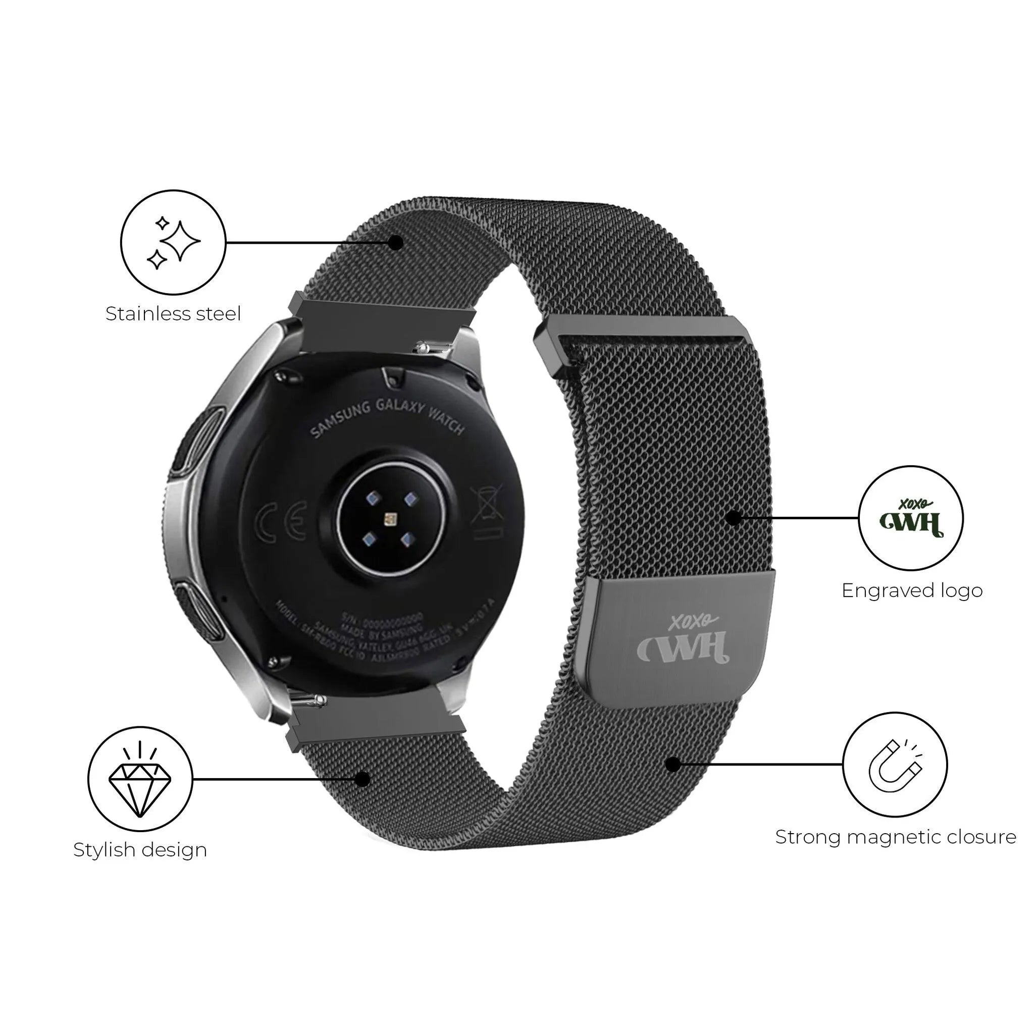 Bracelet milanais xoxo Wildhearts Amazfit GTR 3 Pro (noir)