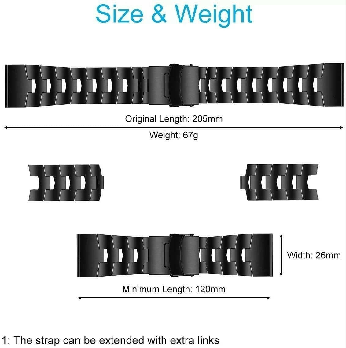 Bracelet titane Garmin D2 Mach 2 - 51mm (noir)