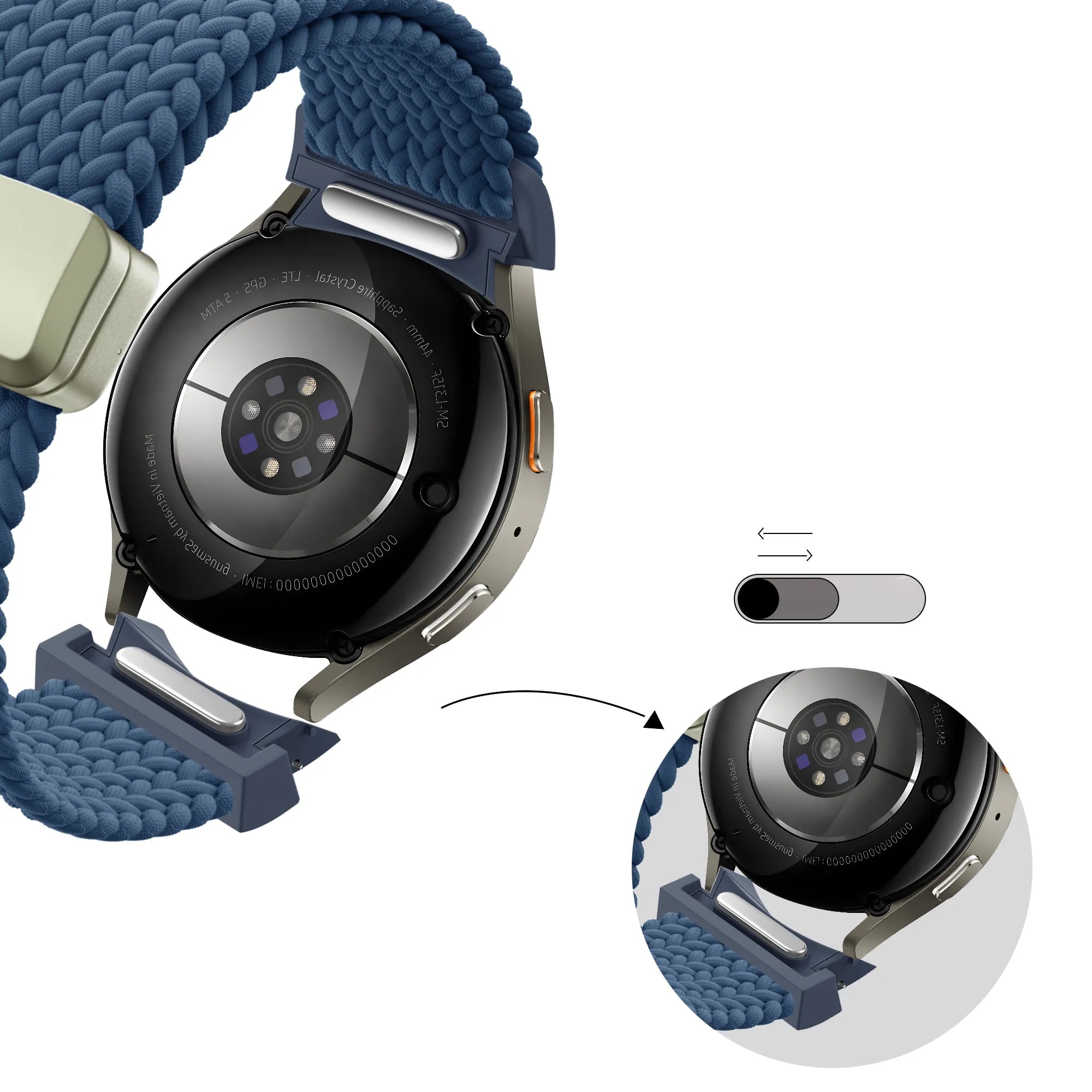 Bandz Bracelet trensé 'Easy Fit' Samsung Galaxy Watch 5 - 44mm (bleu)