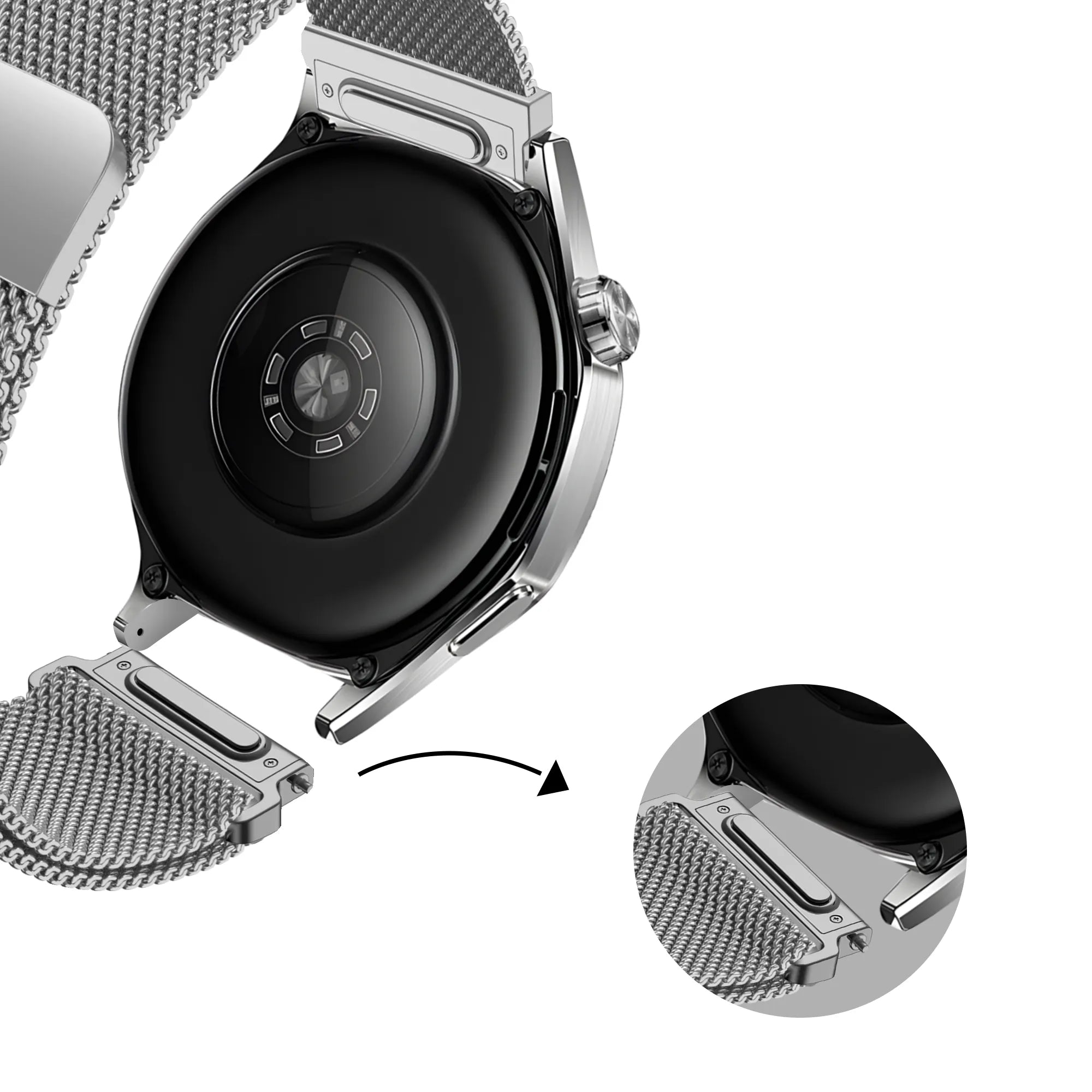 Bandz Bracelet milanais 'One Push' Suunto Run (argent)