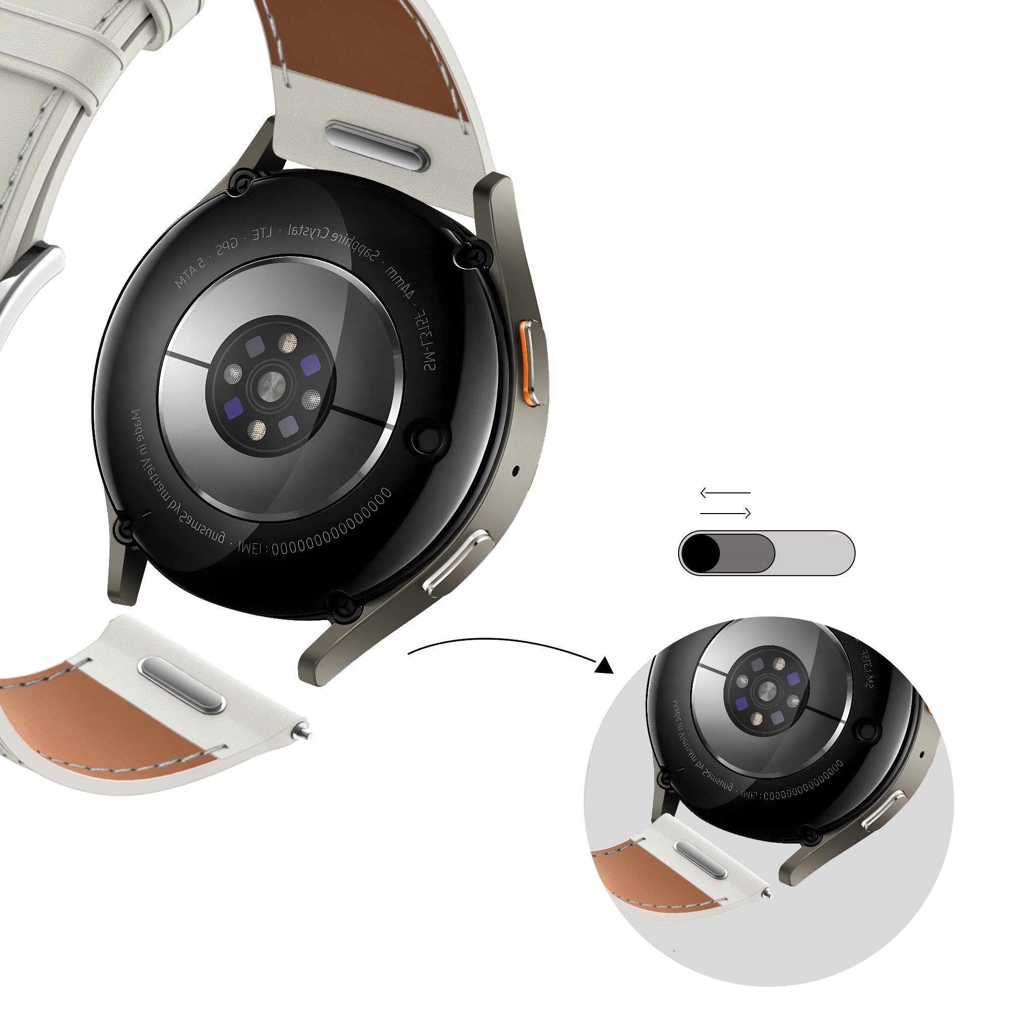 Bandz Bracelet cuir 'Easy Fit' Withings ScanWatch 2 - 38mm (blanc)