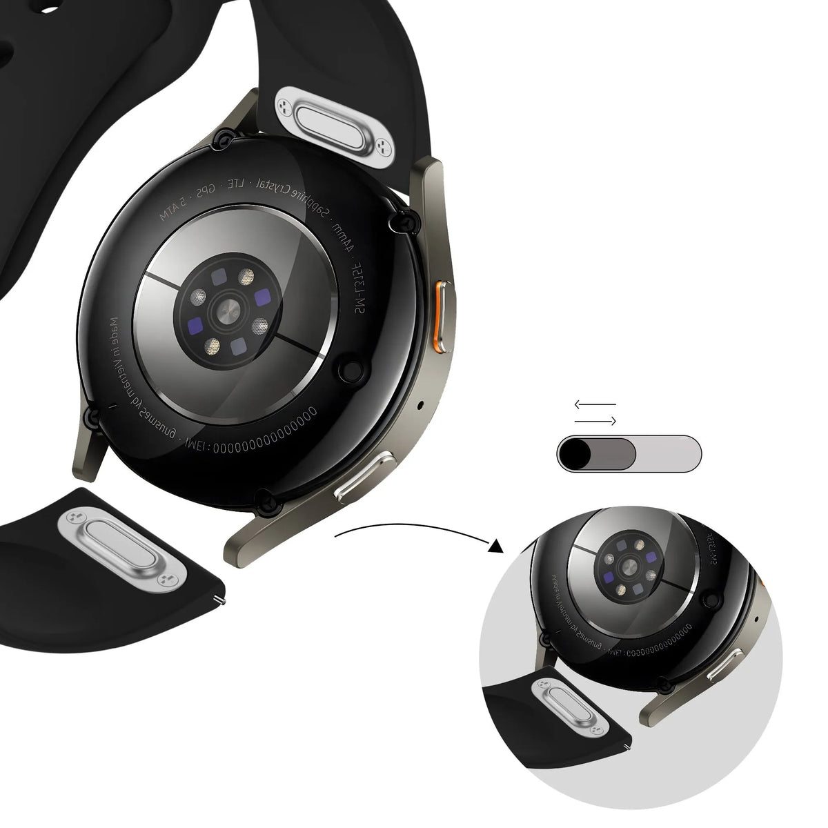Bandz Bracelet sport 'Easy Fit' Samsung Galaxy Watch 7 - 44mm (noir)