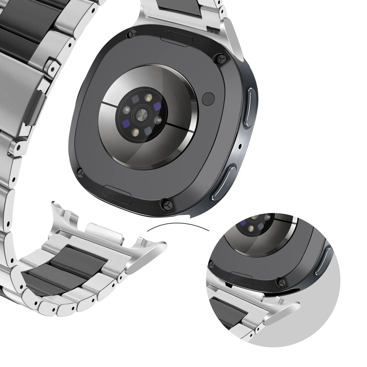 Bandz Samsung Galaxy Watch 8 - 40mm Steel Strap 'Classic' (Silver/Black)