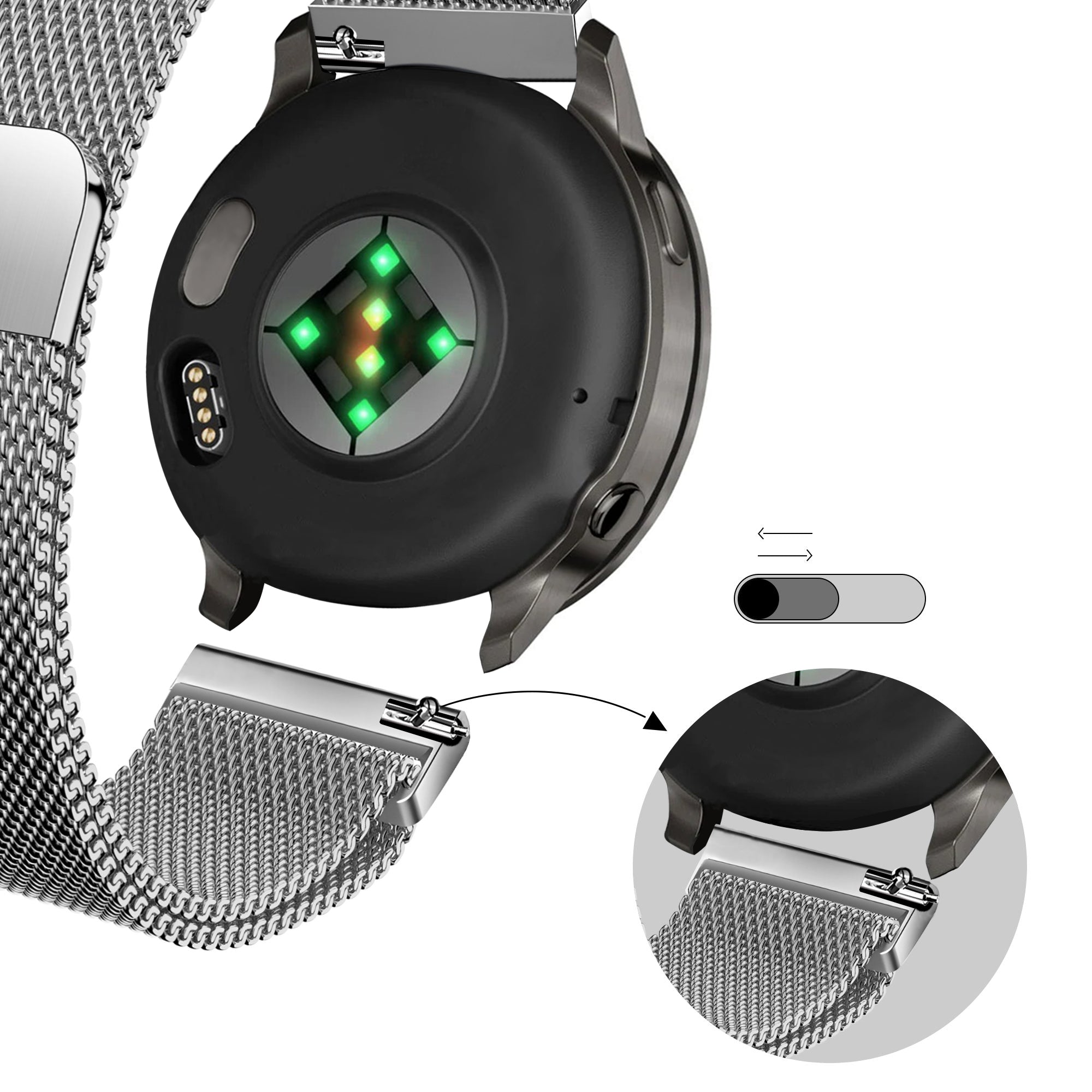 Bandz Bracelet milanais 'Loop' Garmin Bounce 2 (argent)
