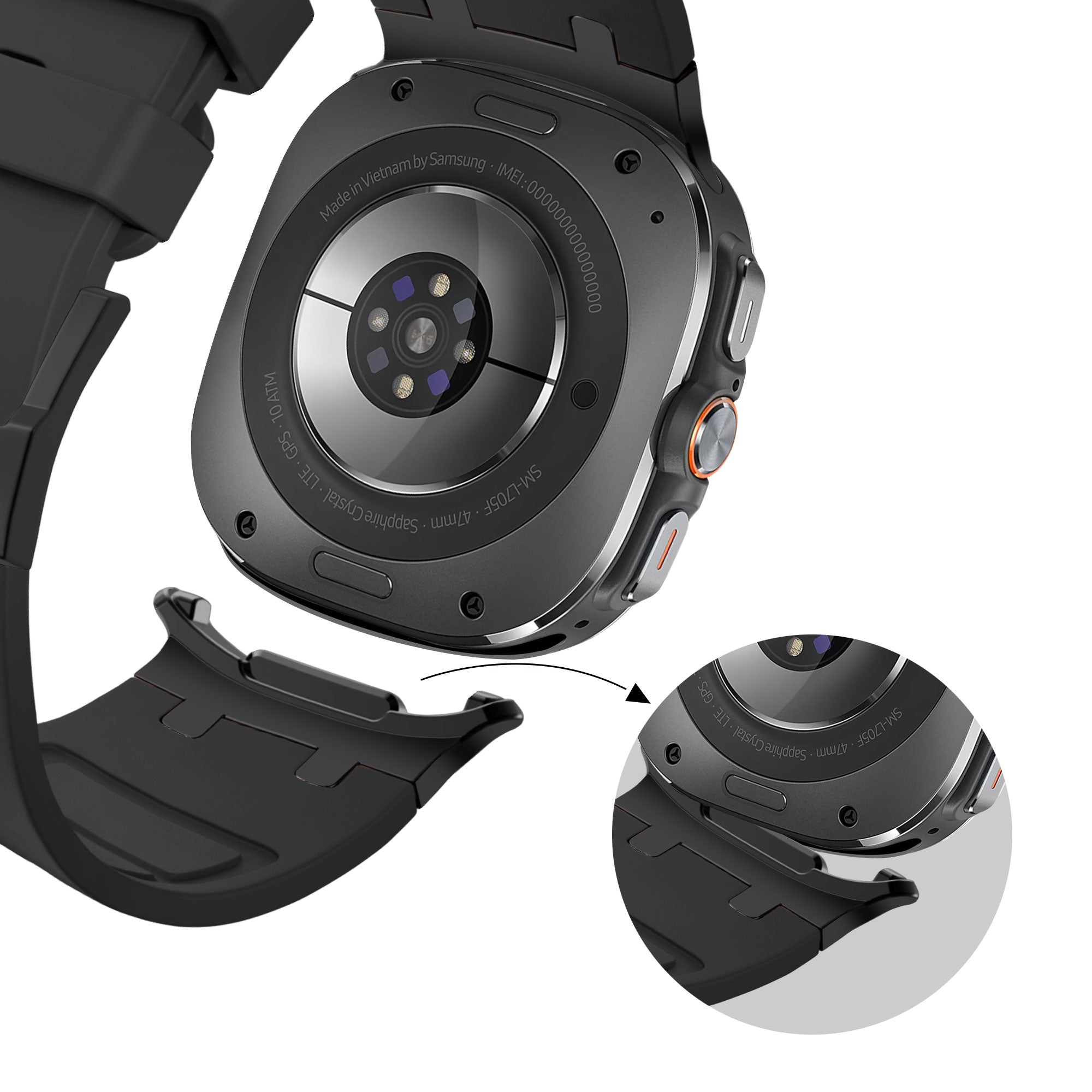 Bandz Bracelet silicone 'Luxe Liquid' Samsung Galaxy Watch Ultra (noir avec noir)