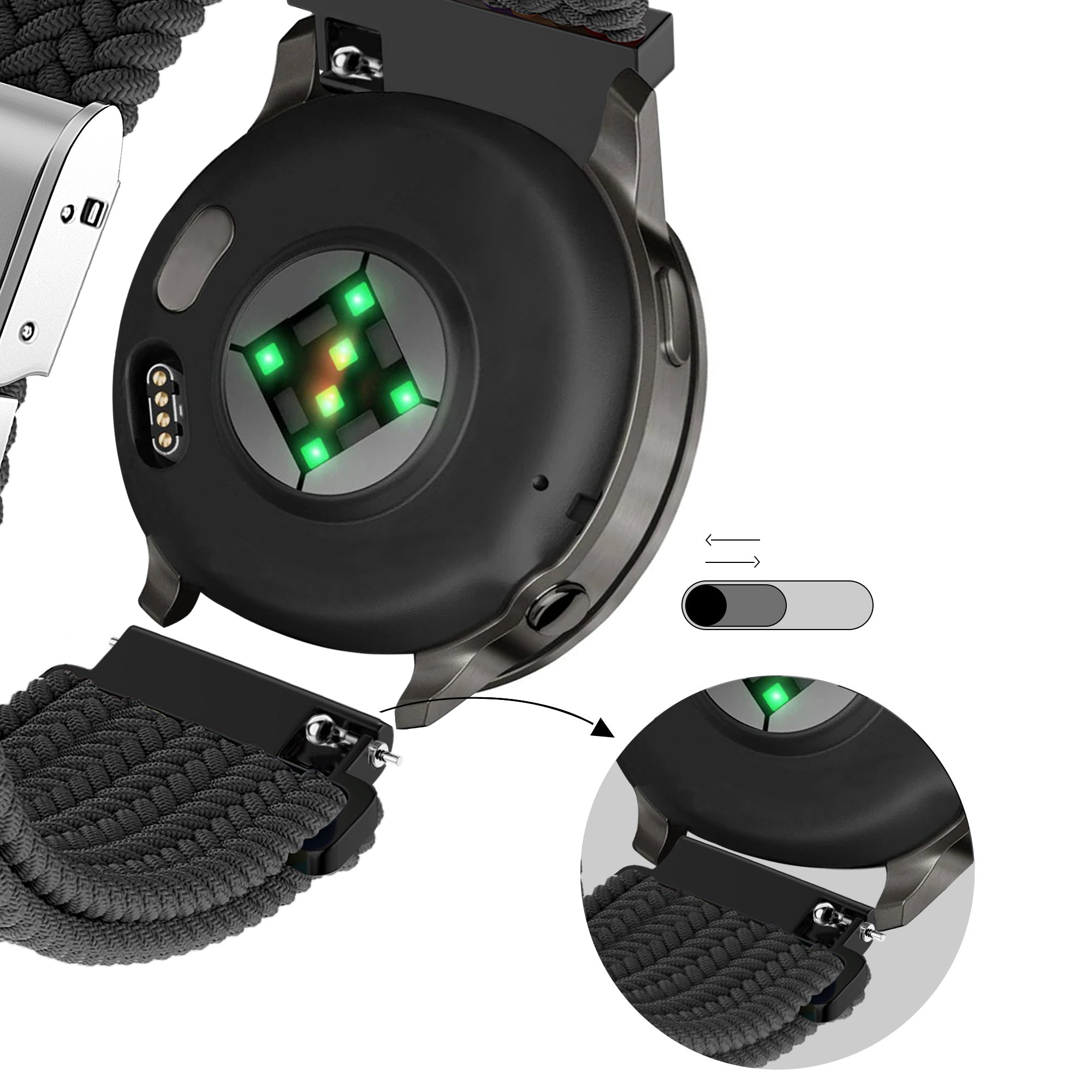 Bandz Bracelet tissé nylon Garmin D2 Air X15 (noir)