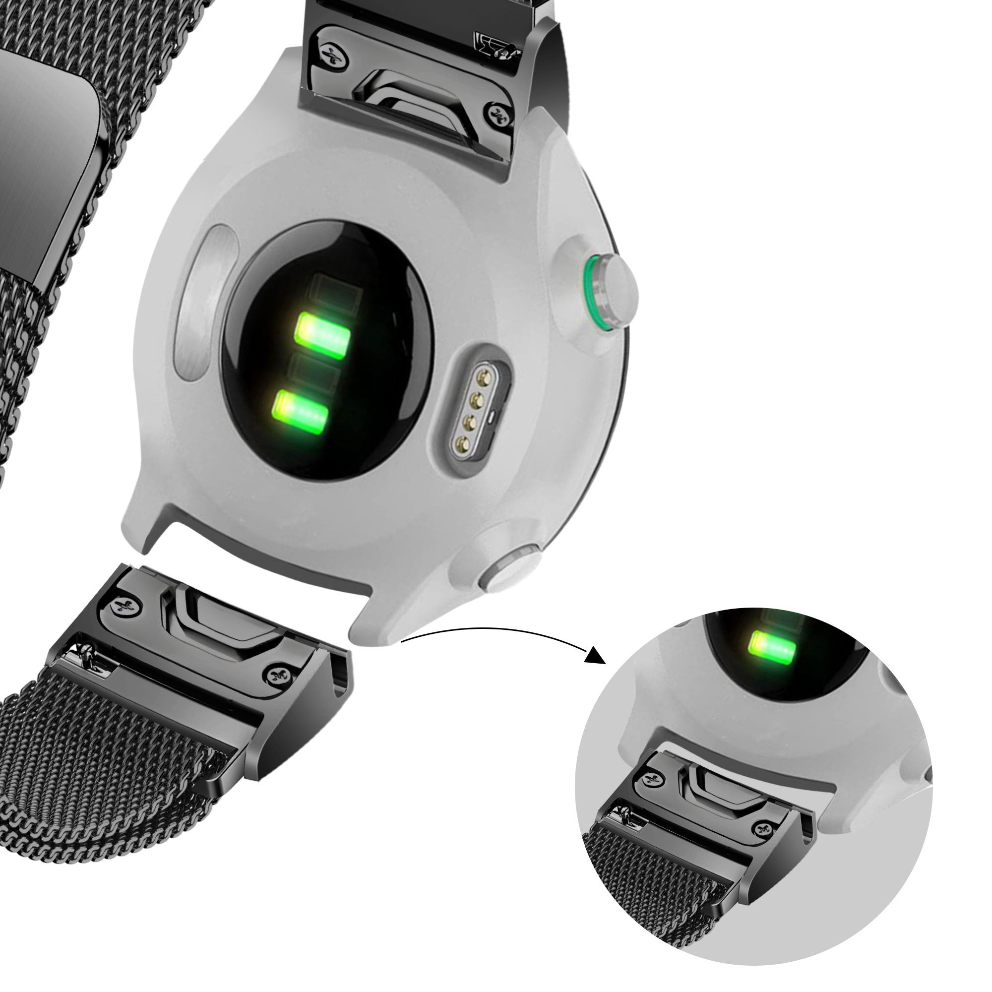 Bandz Bracelet milanais Loop Garmin Descent Mk2S (noir)