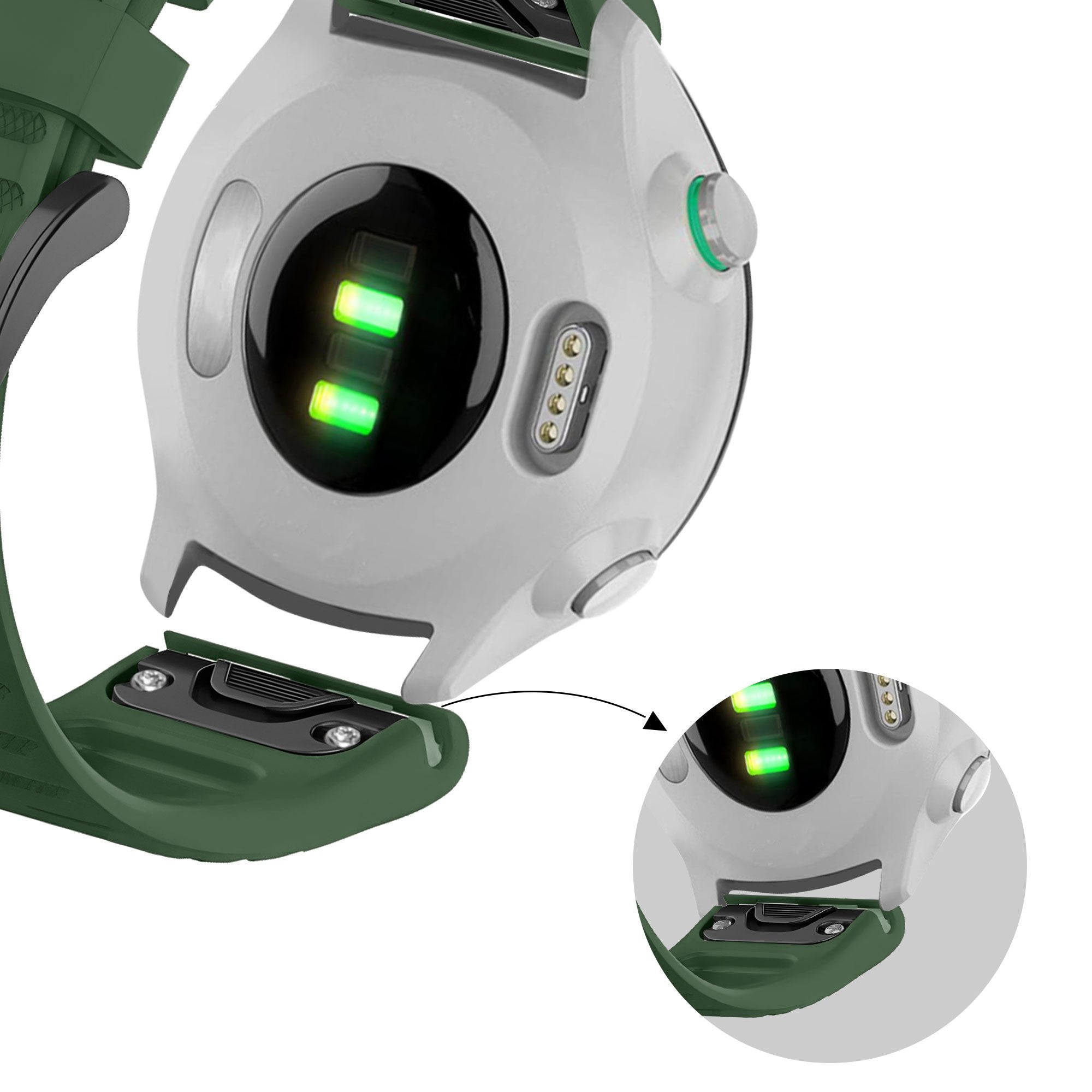 Bandz Bracelet silicone avec boucle Garmin Descent MK2(i) (vert foncé)