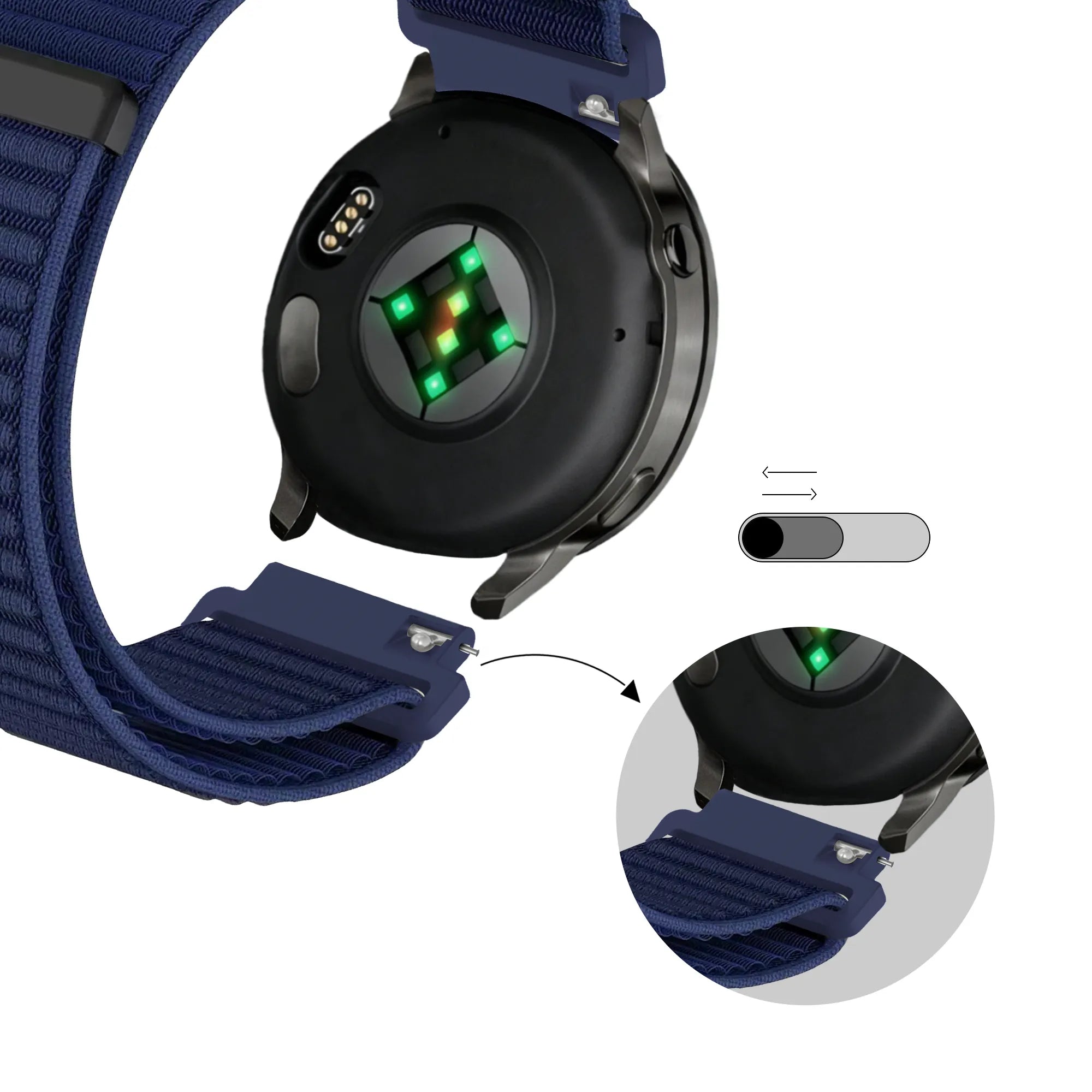 Bandz Garmin Forerunner 265 Nylon Strap 'Wave' (Dark Blue)