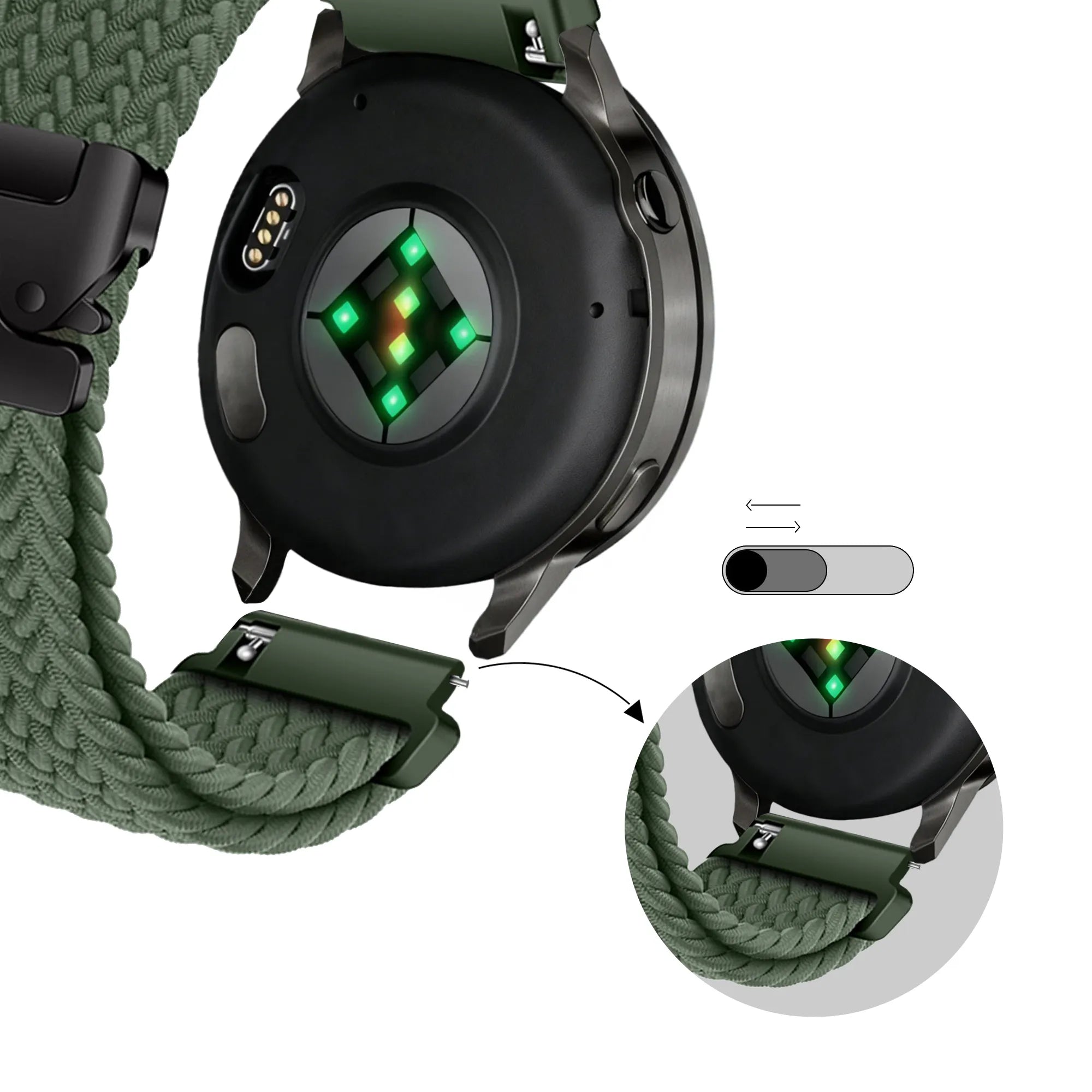 Bandz Garmin Forerunner 265 Braided Strap 'Parachute' (Green)