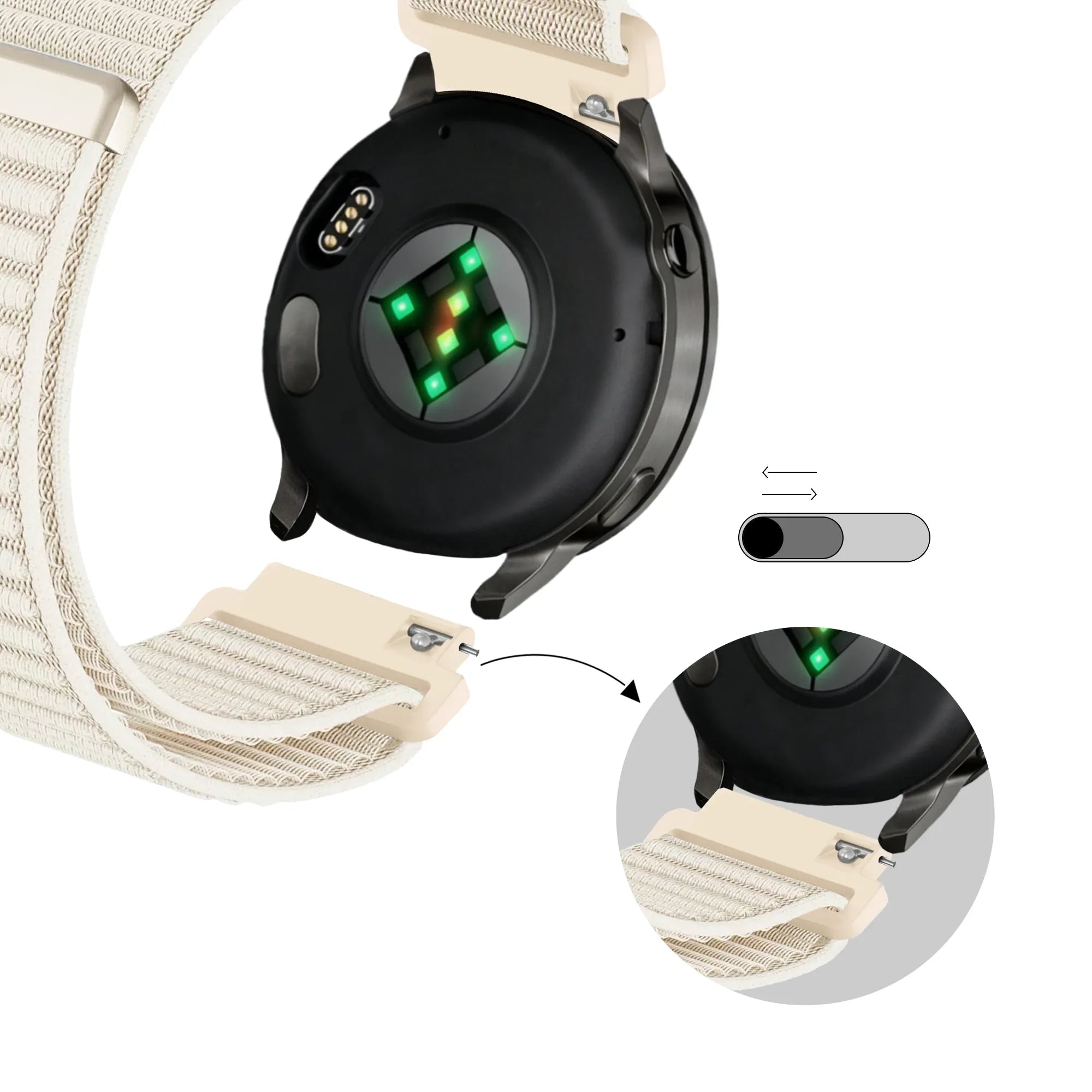 Bandz Bracelet nylon ondulé Garmin Vivoactive 5 (lumière stellaire)