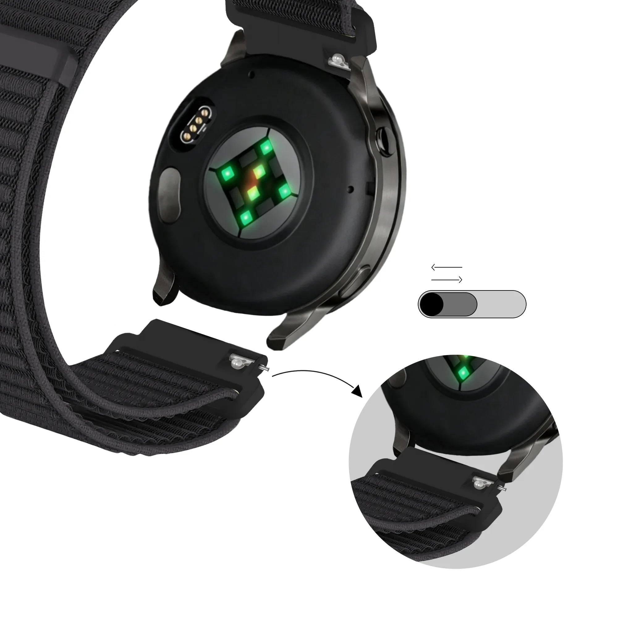 Bandz Bracelet nylon ondulé Garmin Venu 3 (noir)
