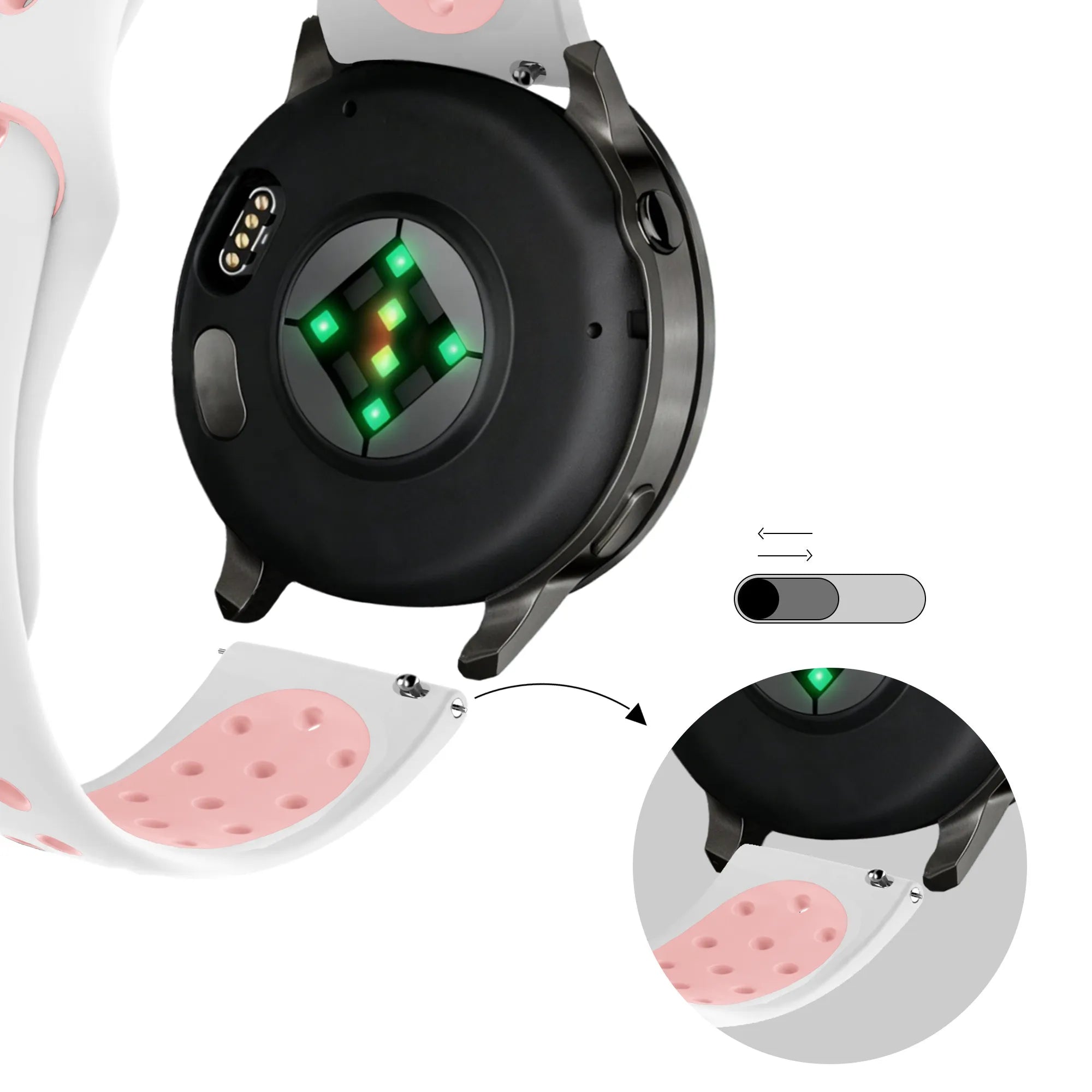 Bandz Bracelet sport 'Deluxe' Garmin Vivoactive 3 (blanc/rose)
