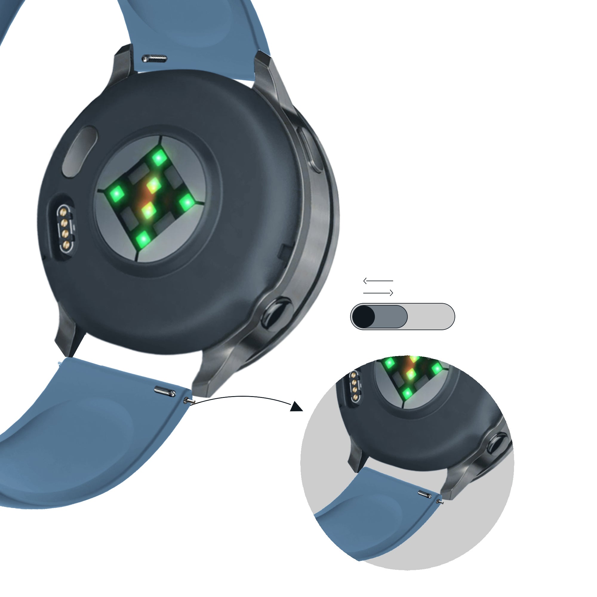Bandz Bracelet sport 'Deluxe' Garmin Forerunner 255s (bleu-gris)