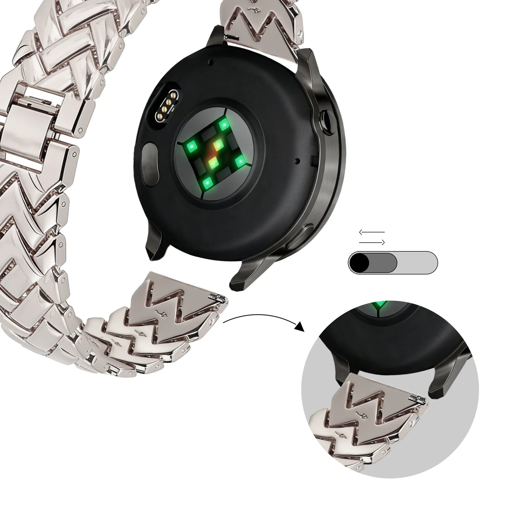 Bandz Bracelet metal 'V-Type' Huawei Watch GT 6 - 41mm (lumière stellaire)