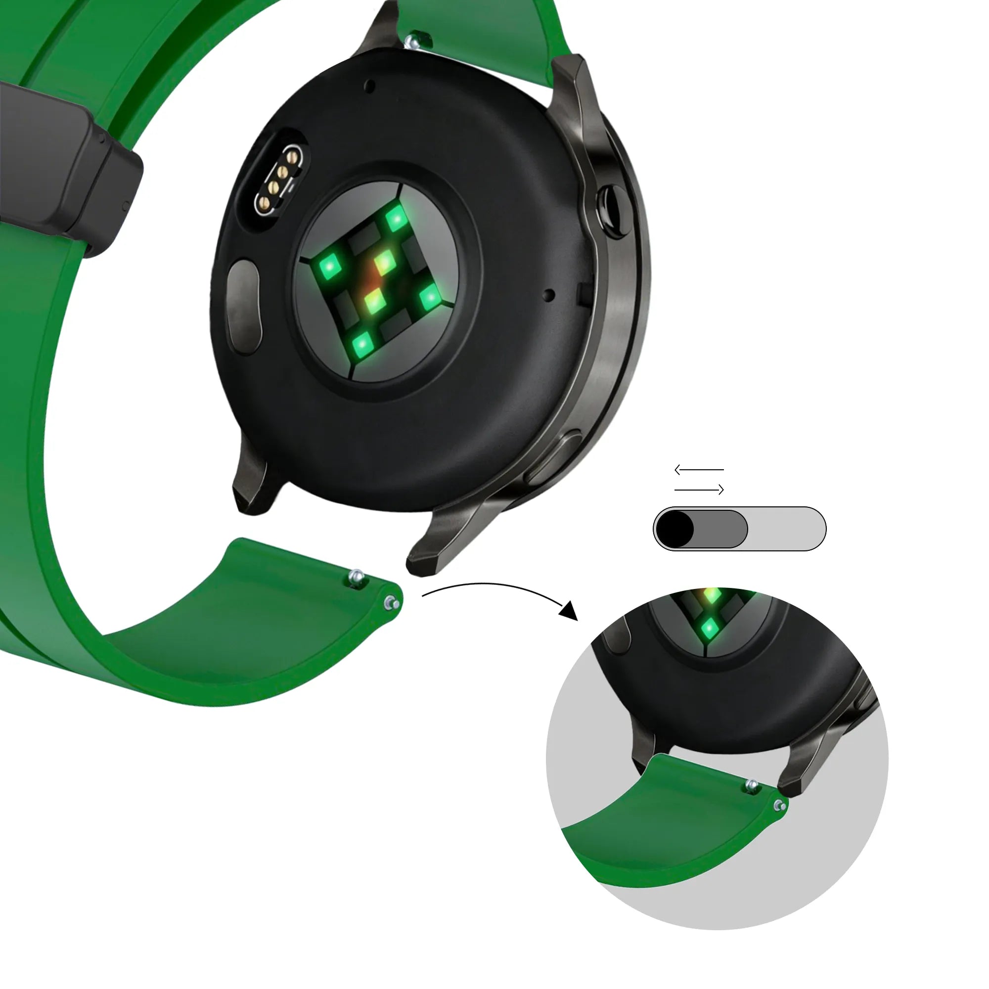 Bandz Bracelet silicone avec boucle en D Garmin Vivomove 3 (vert)