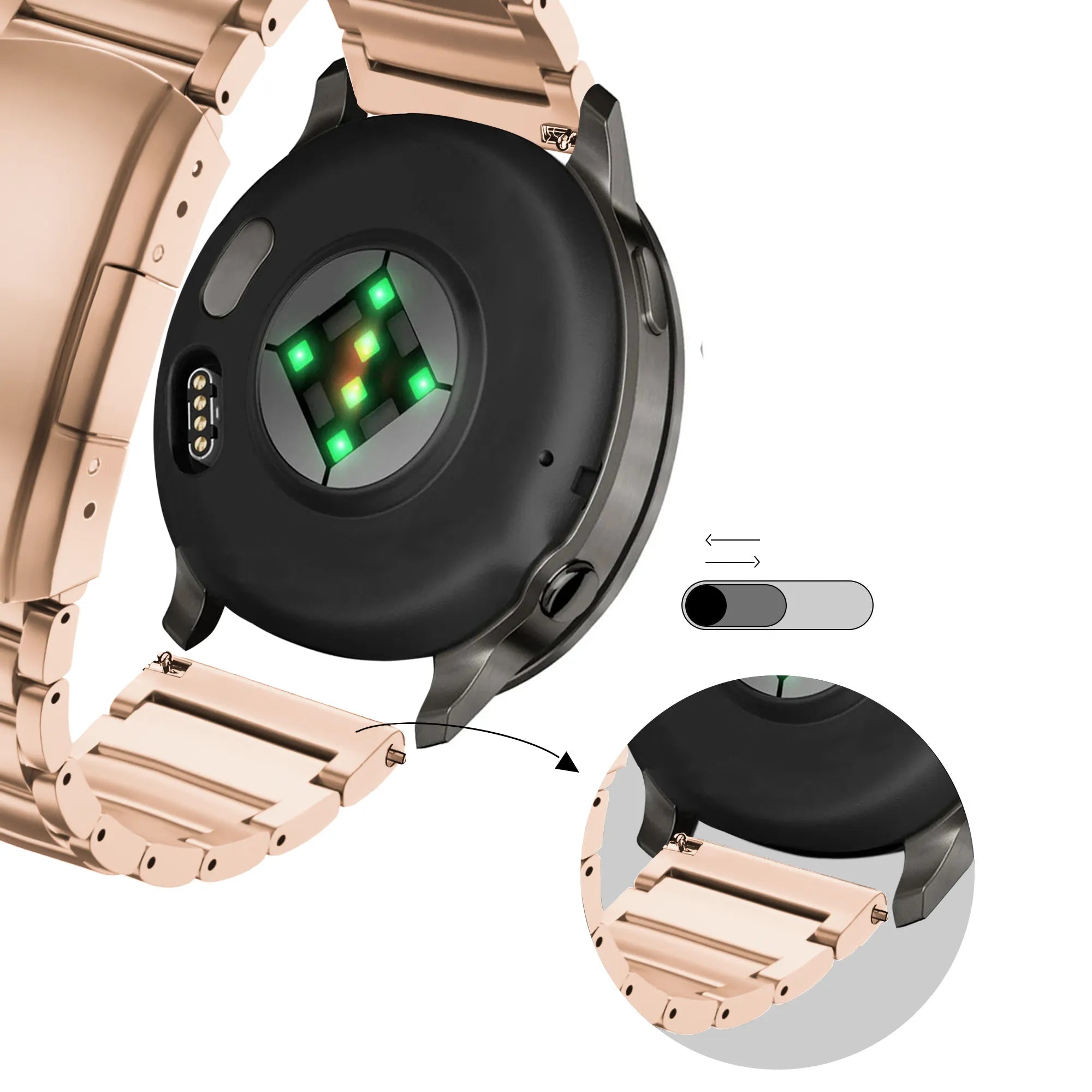 Bandz Bracelet titane Garmin Vivomove 3 (or rose)