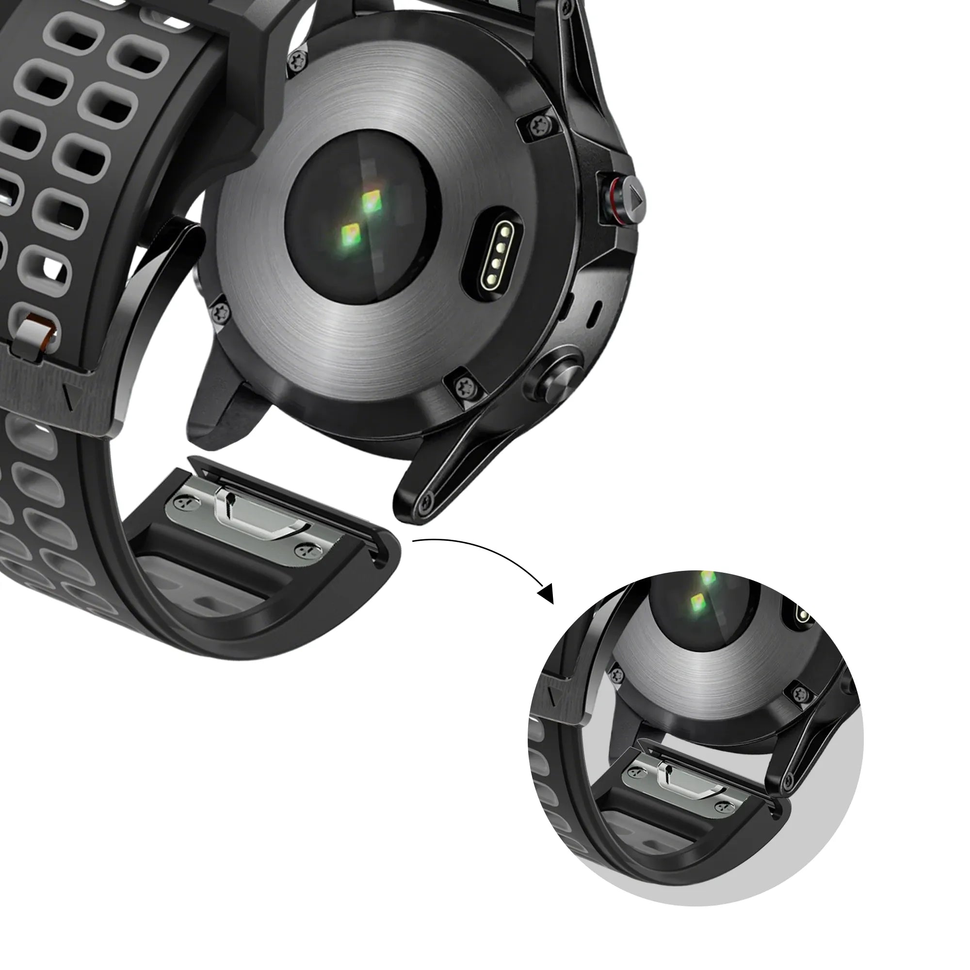 Bandz Bracelet double sport à boucle Garmin D2 Mach 1 Pro (noir/gris)
