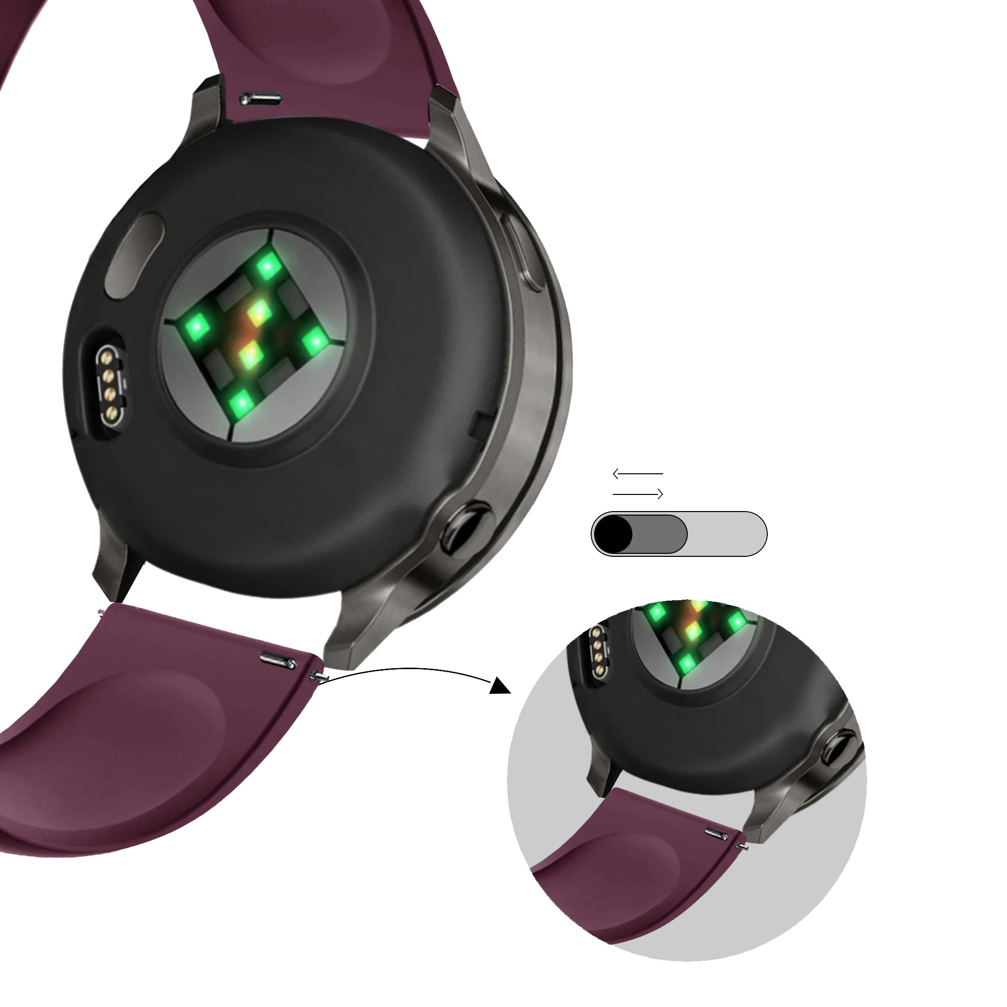 Bandz Garmin Vivomove 3s Sport Strap 'Deluxe' (Wine Red)