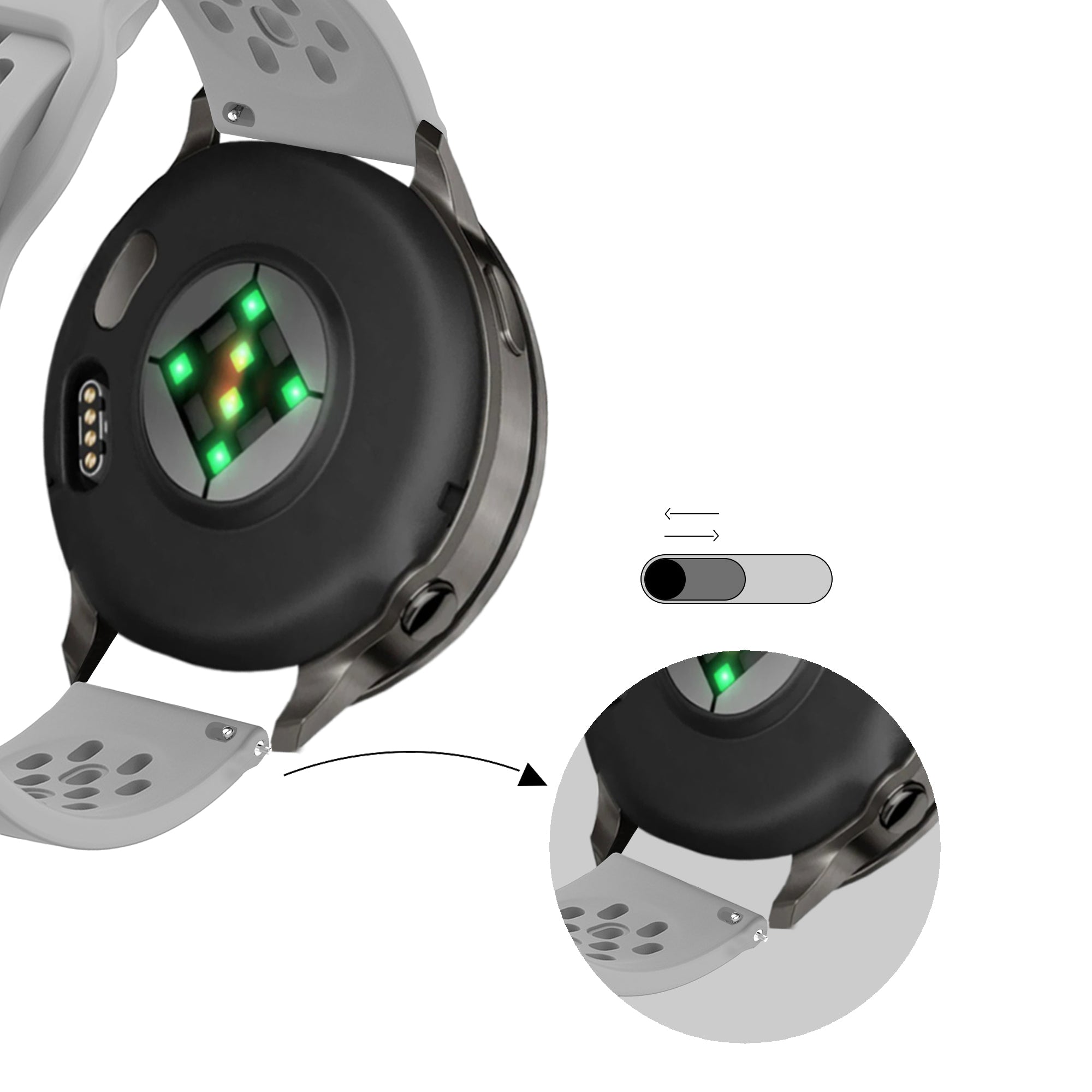 Bandz Bracelet silicone 'Air' Garmin Approach S40 (gris)