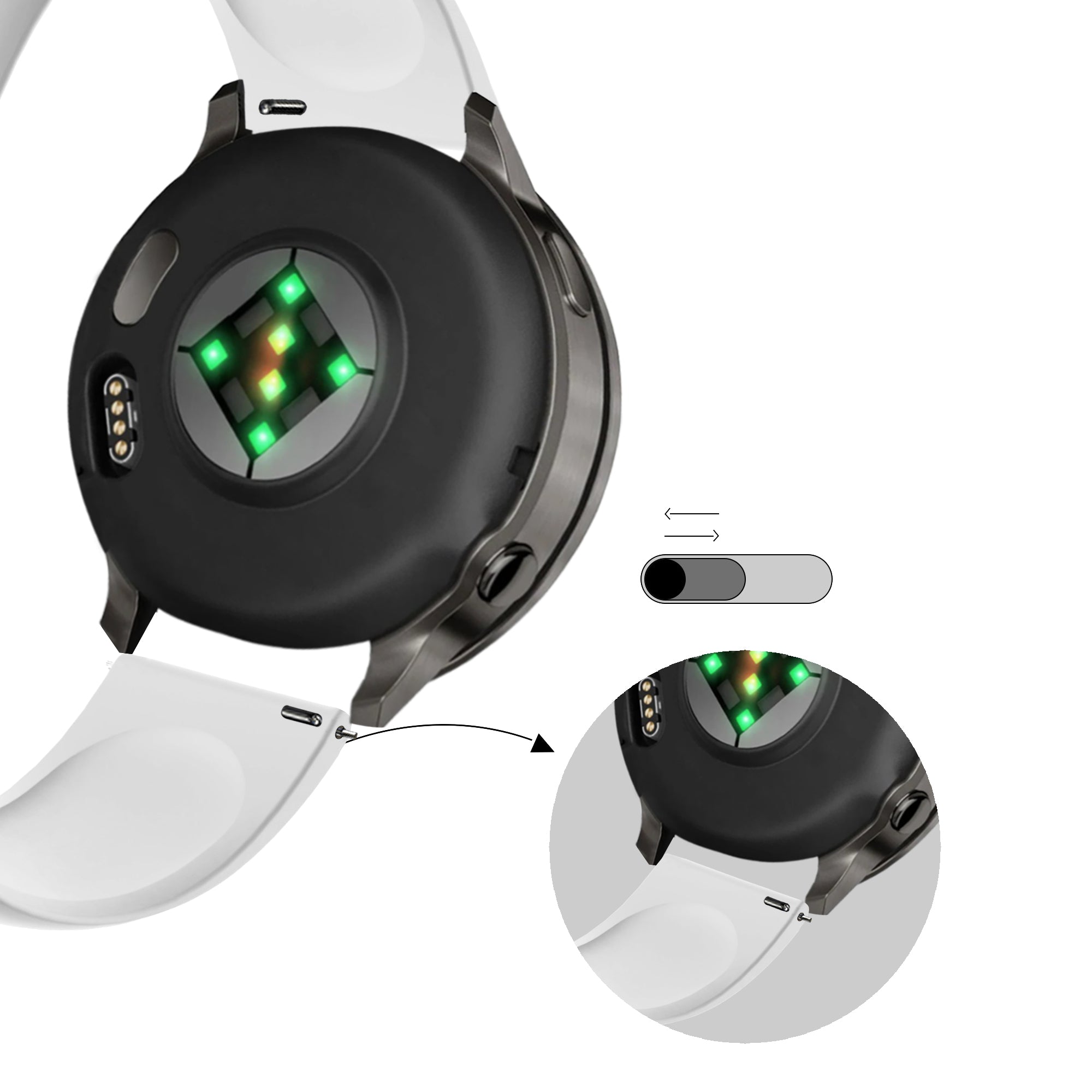 Bandz Bracelet sport 'Deluxe' Garmin Forerunner 55 (blanc)