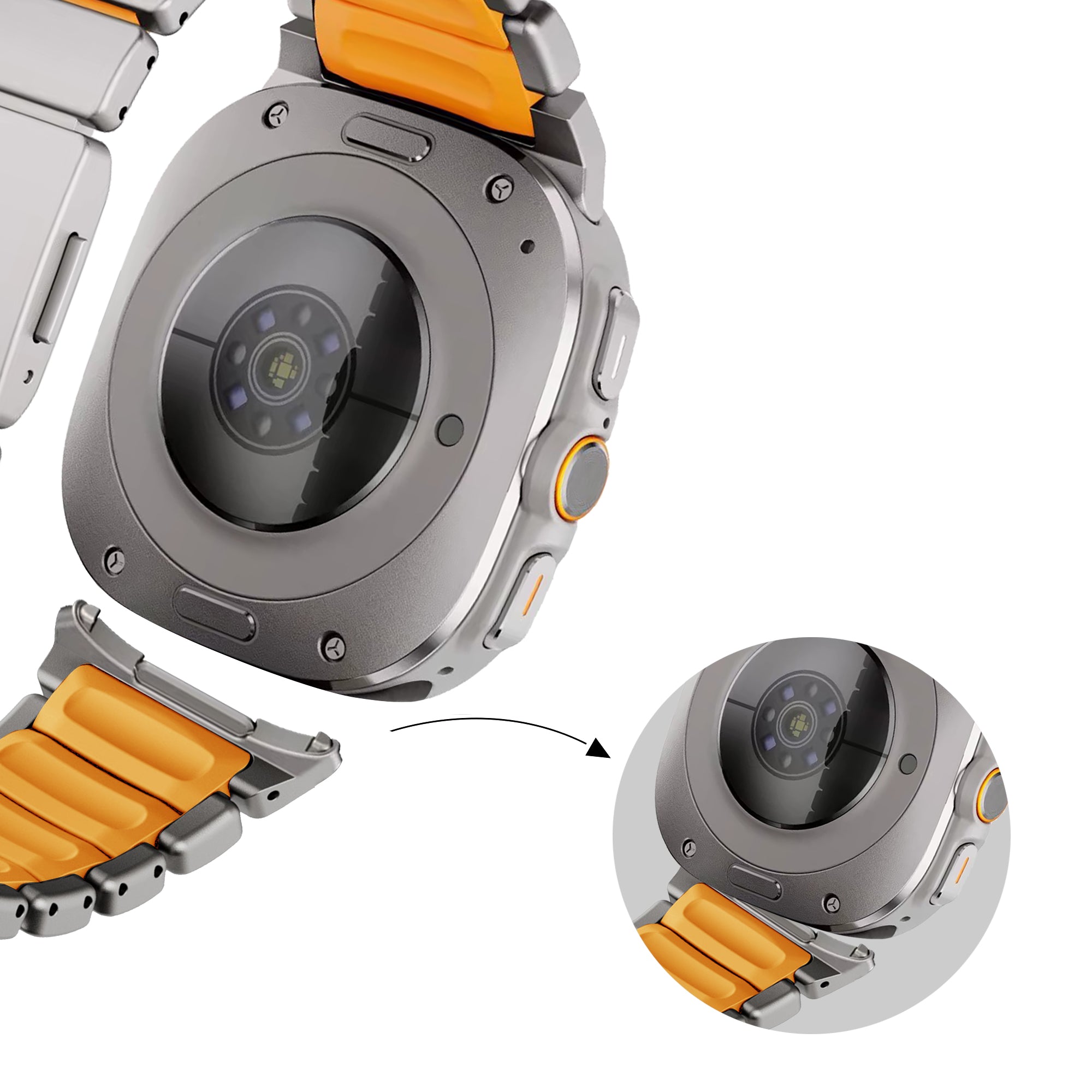 Bandz Bracelet titane 'Hybrid' Samsung Galaxy Watch Ultra 2 (titane/orange)