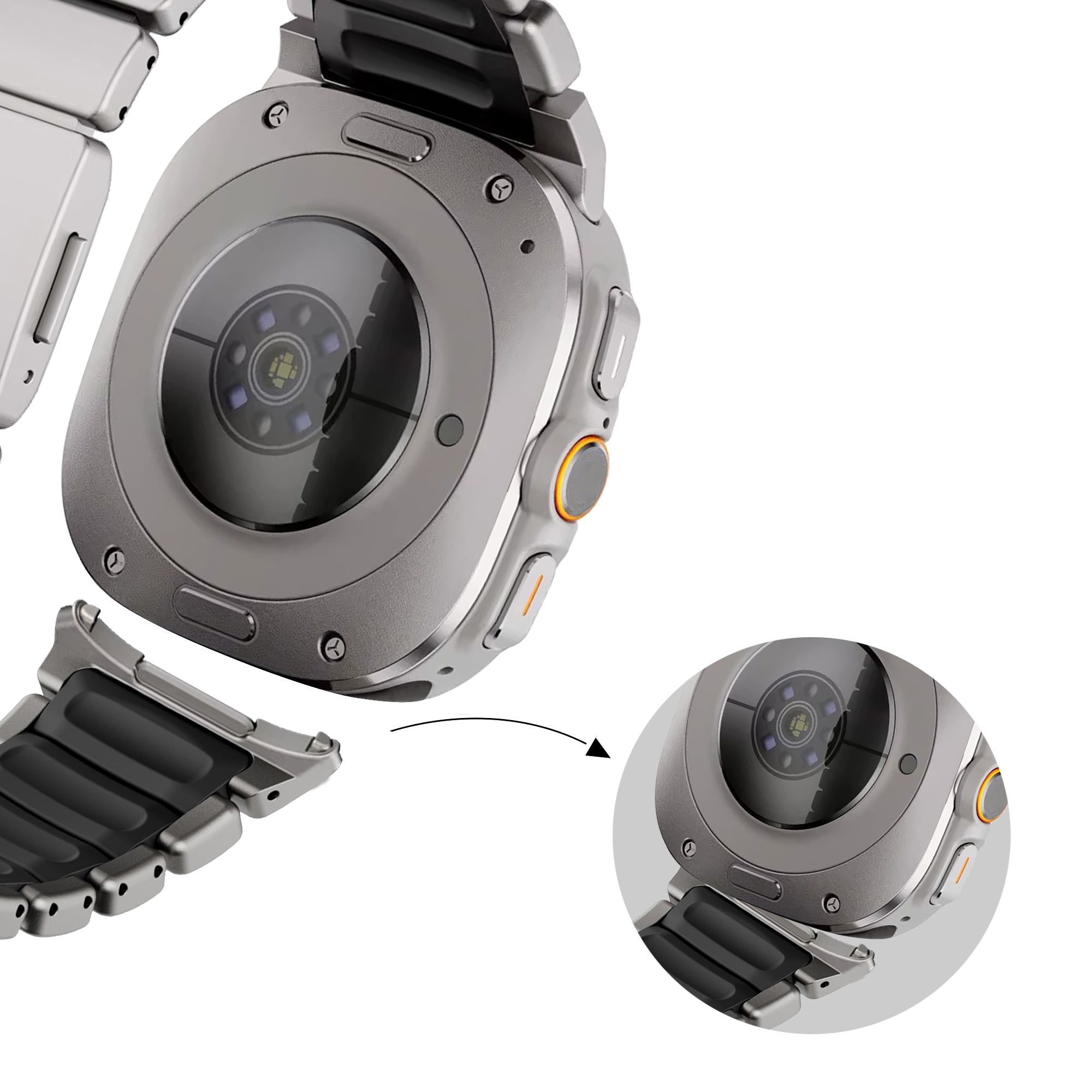 Bandz Bracelet titane 'Hybrid' Samsung Galaxy Watch Ultra 2 (titane/noir)