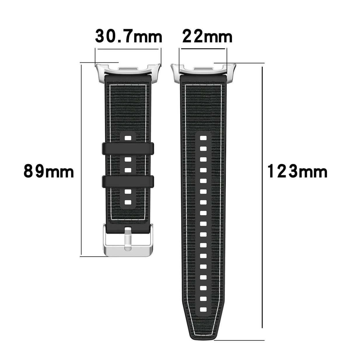 Bracelet nylon hybride Samsung Galaxy Watch 8 Classic (noir)