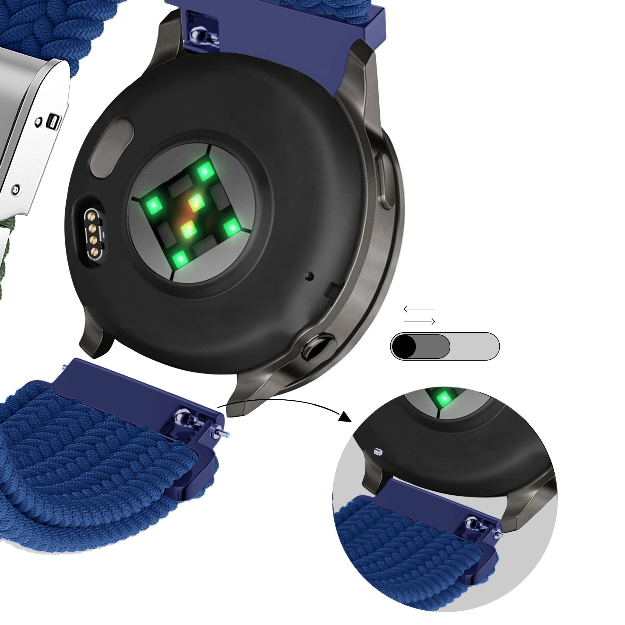 Bandz Bracelet nylon tressé Garmin Venu 2 Plus (bleu)
