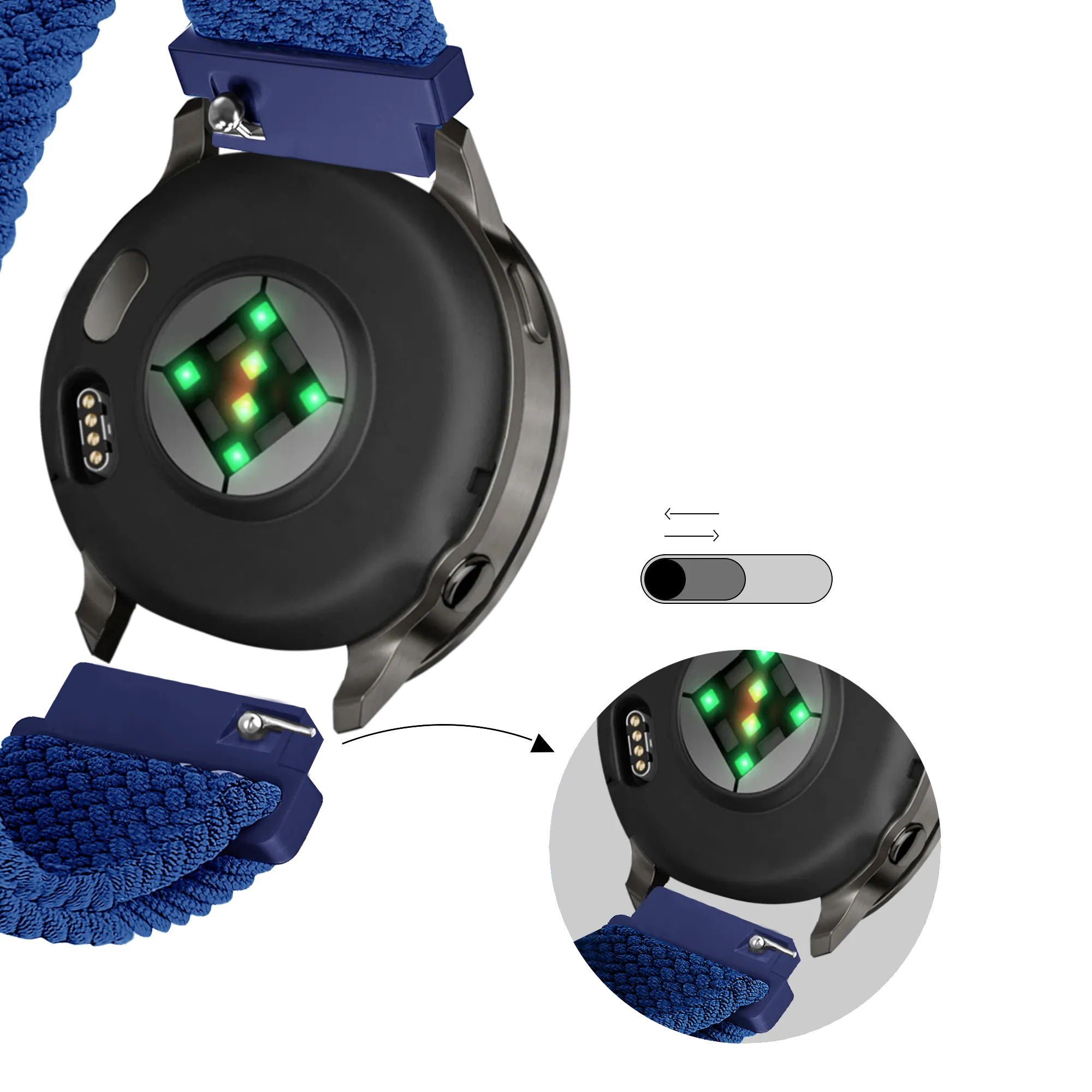 Bandz Bracelet tressé réglable Garmin Venu 2s (bleu)