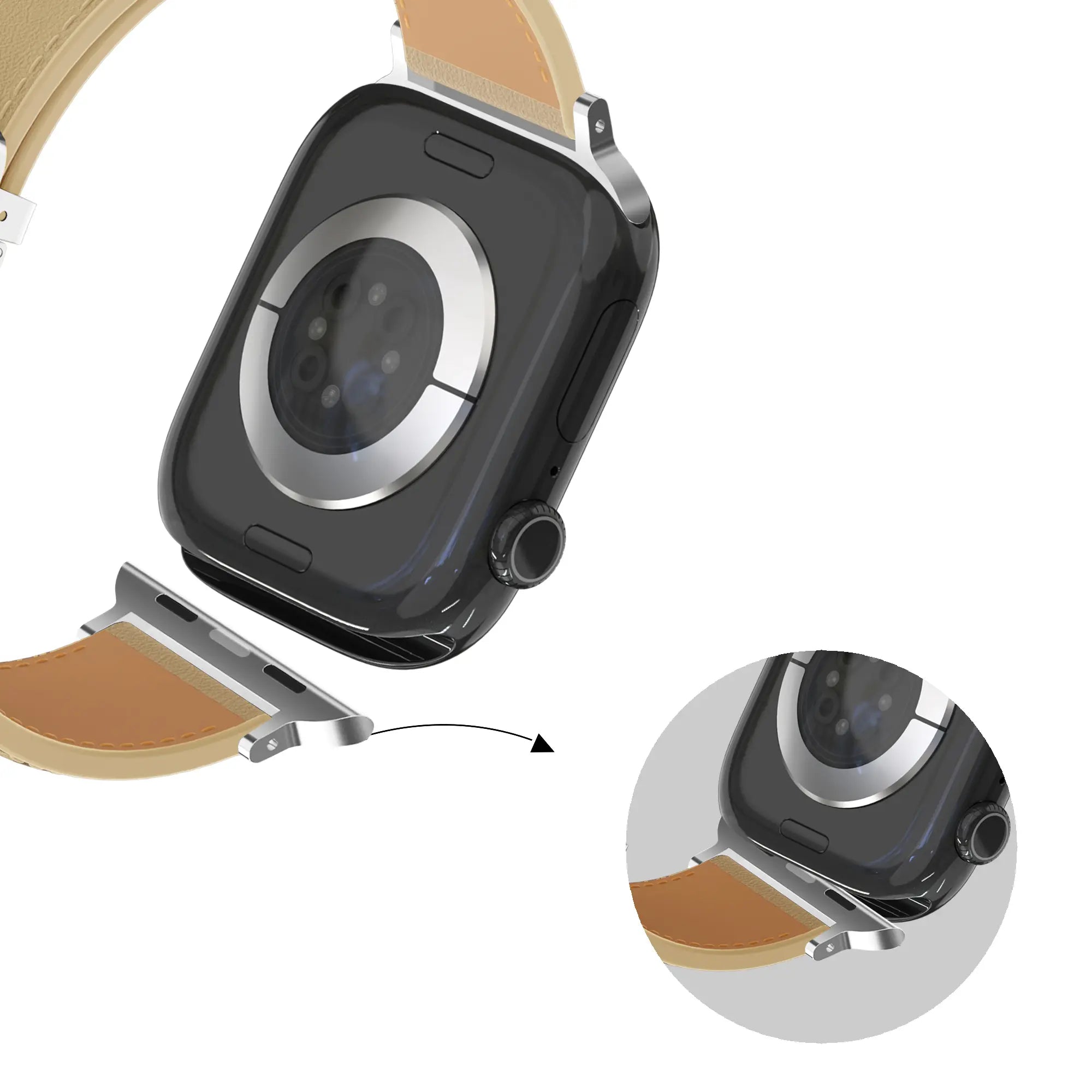Bandz Apple Watch Leather Strap 'D-Type' (Creme)