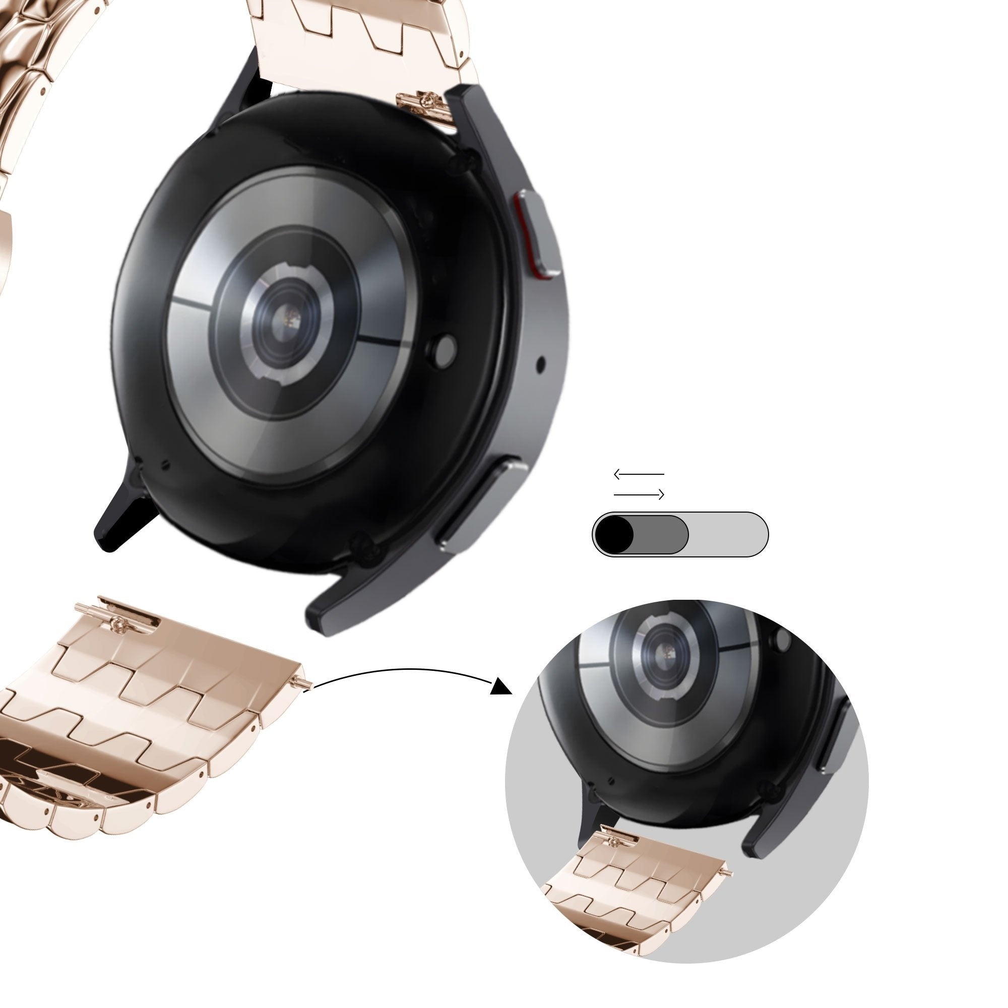 Bandz Garmin Vivomove HR Steel Strap 'Dragon' (Rose Gold)