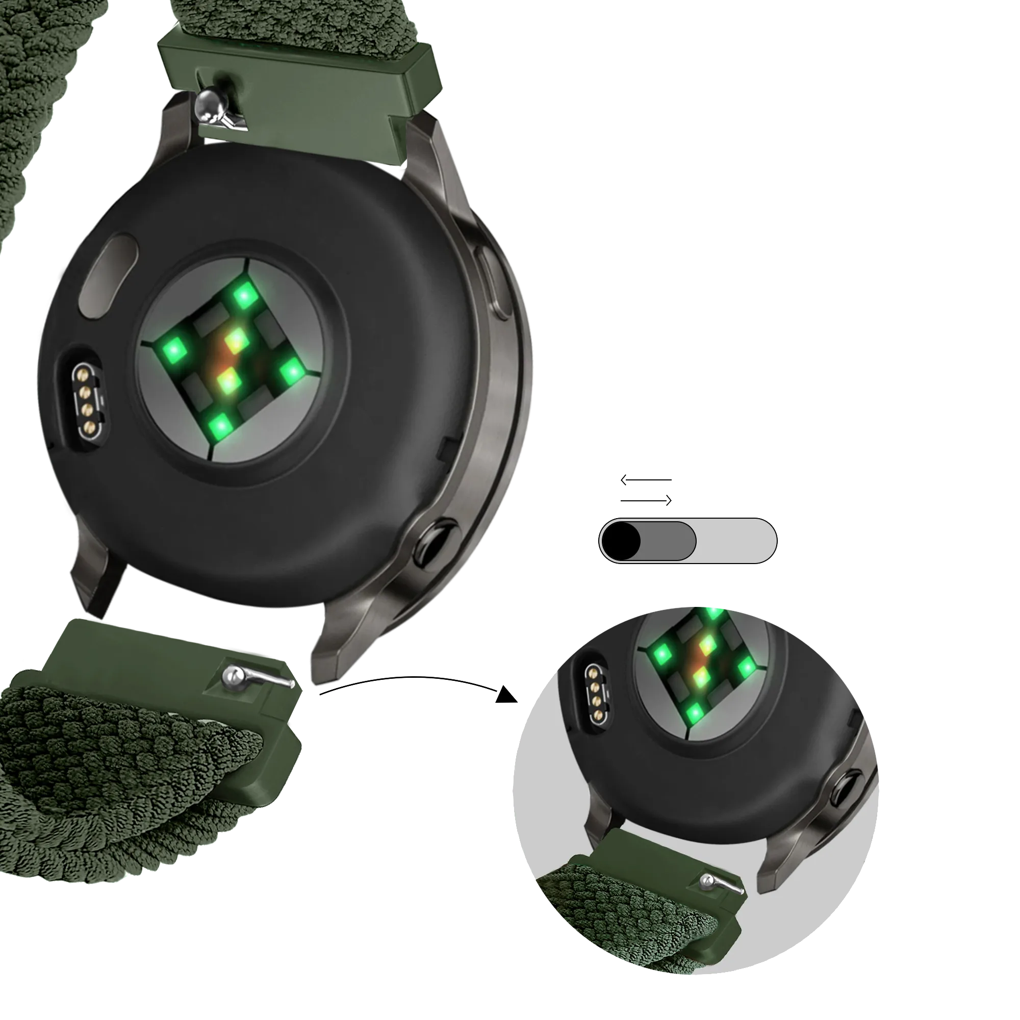 Bandz Bracelet tressé réglable Garmin Venu 2s (vert)