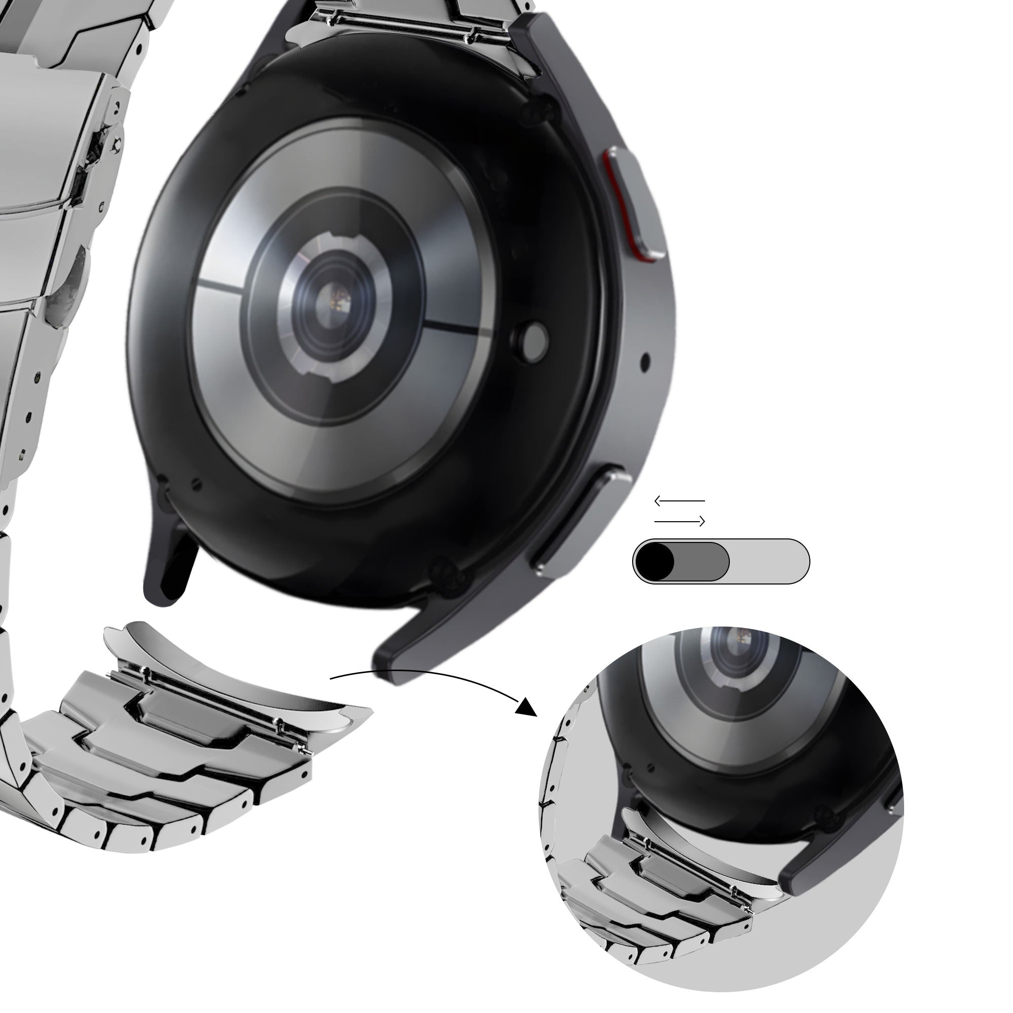 Bandz Samsung Galaxy Watch 4 Classic 46mm Steel Strap 'Iron' (Silver)