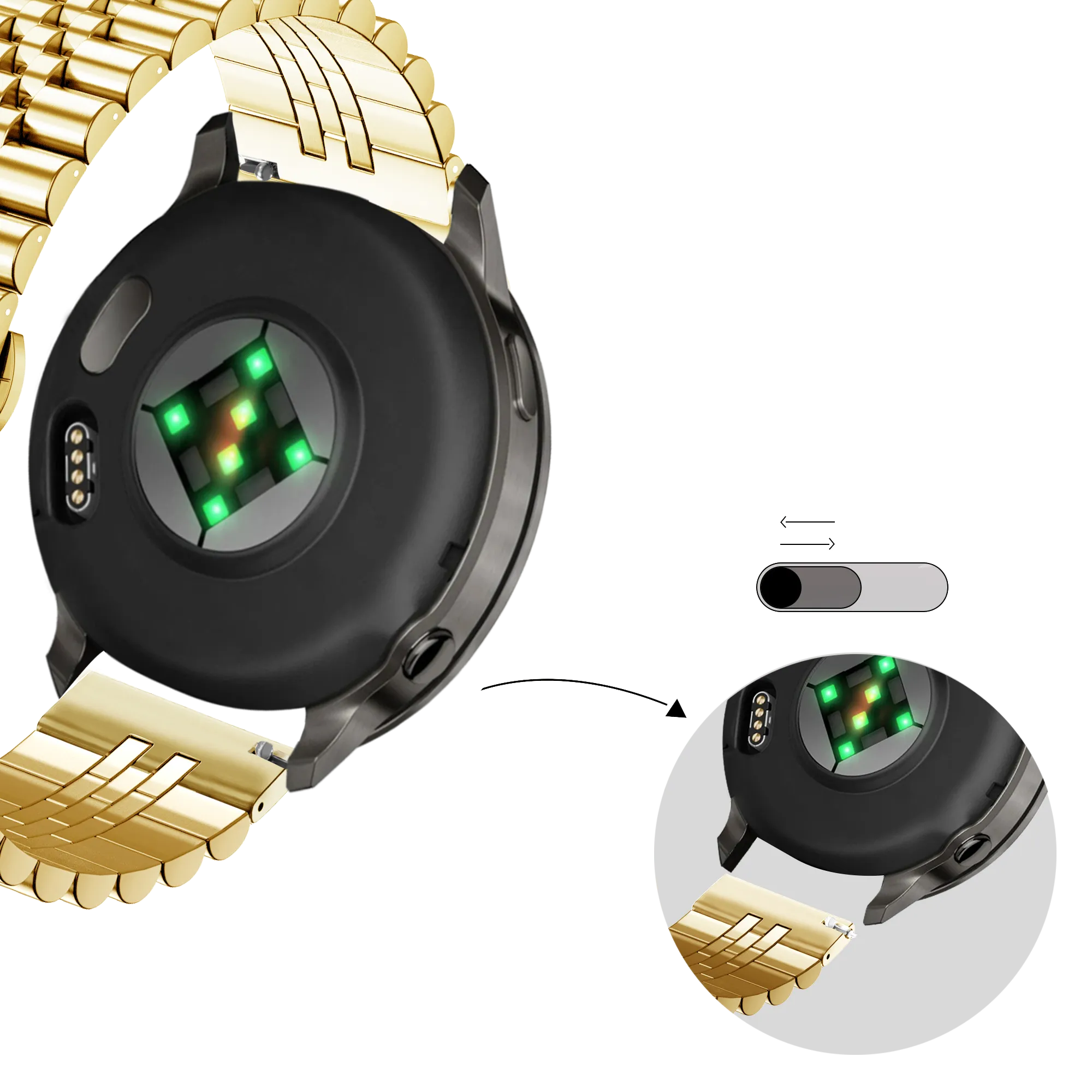 Bandz Bracelet acier 'Jubilee' Garmin Forerunner 265s (or)