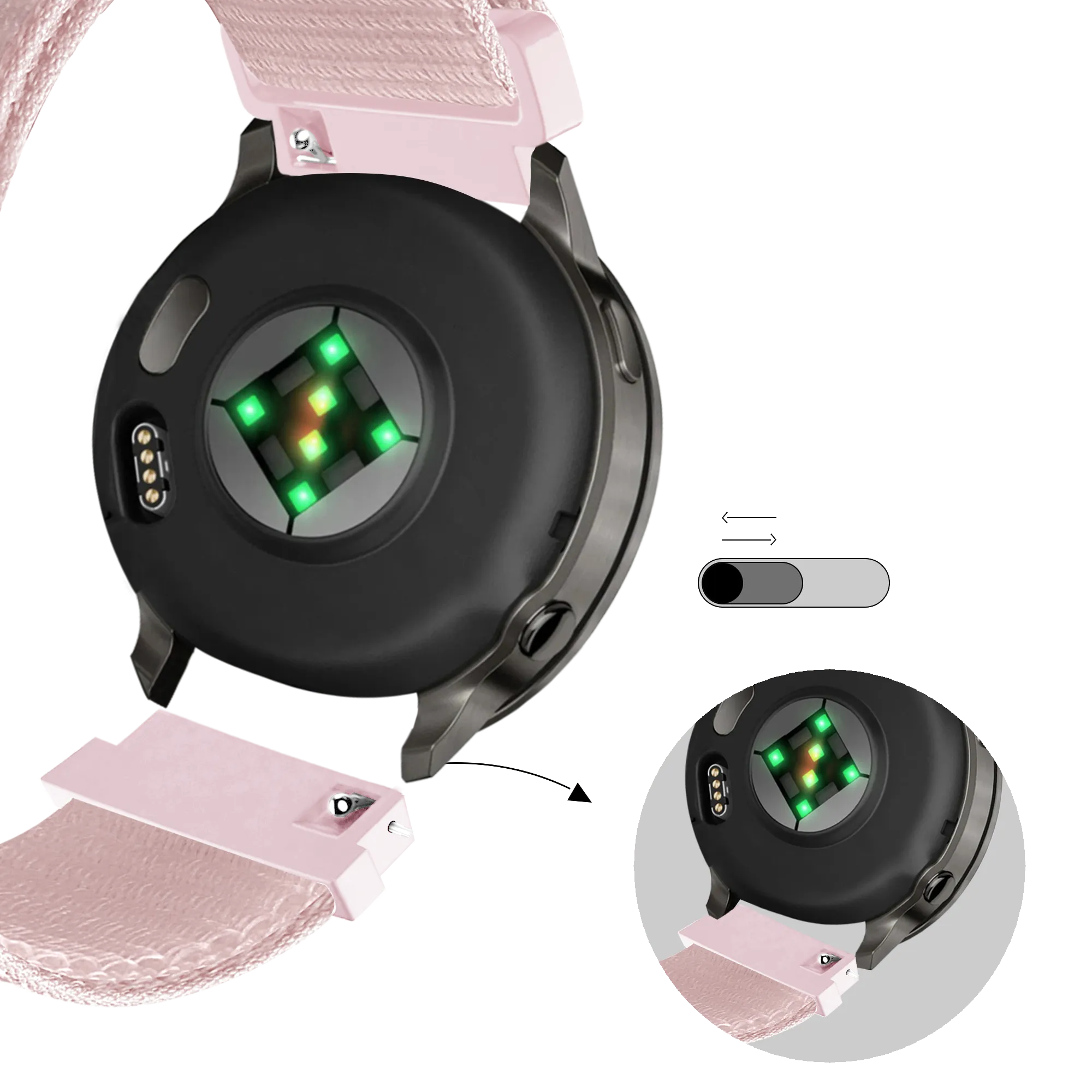 Bandz Bracelet nylon Loop Garmin Vivomove 3 (rose clair)