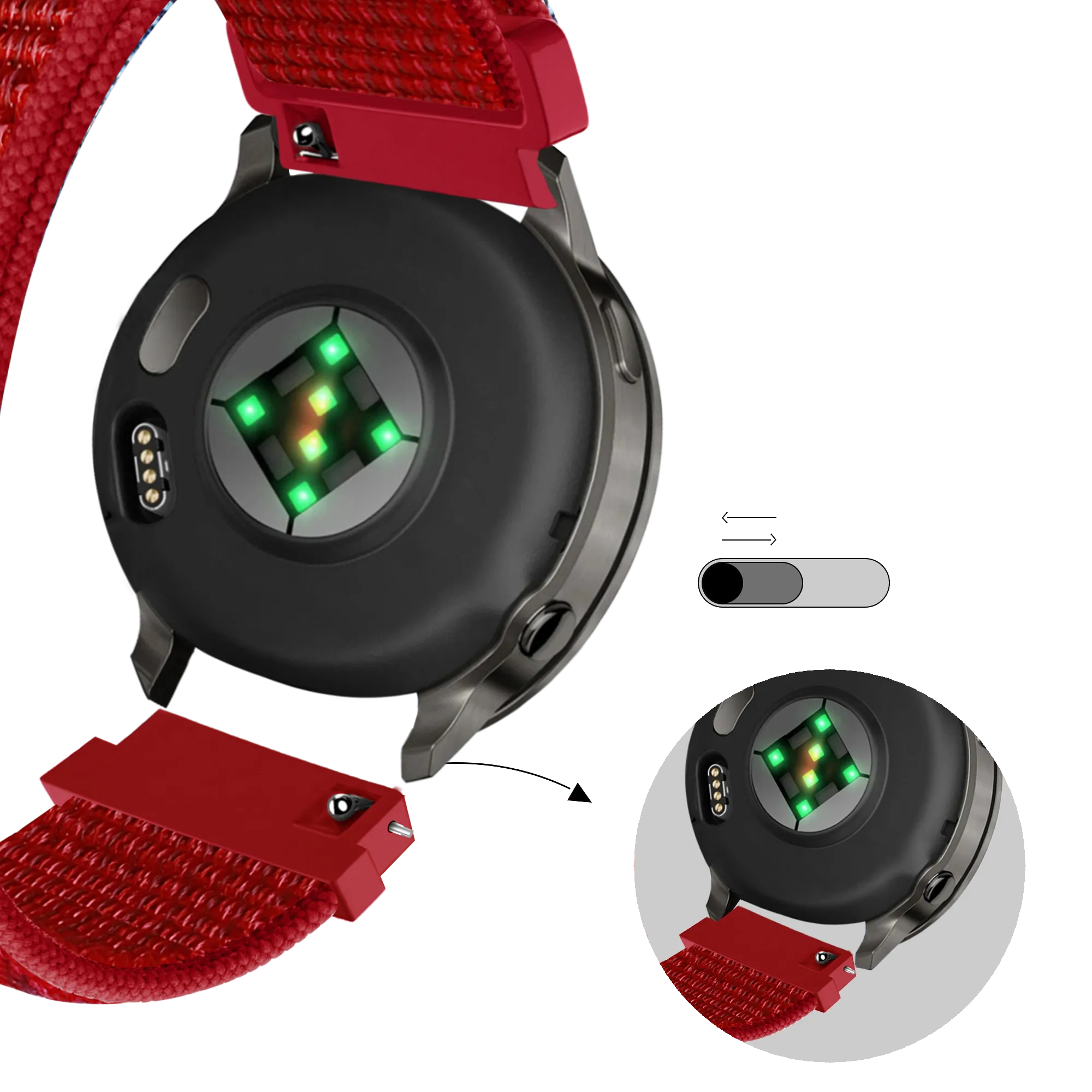 Bandz Garmin Vivomove HR Nylon Loop Strap (Red)