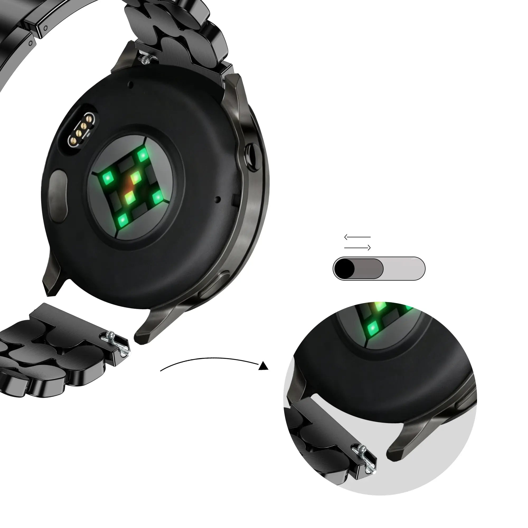 Bandz Zenwatch Venice Pro 2 Steel Strap 'Oval' (Black)