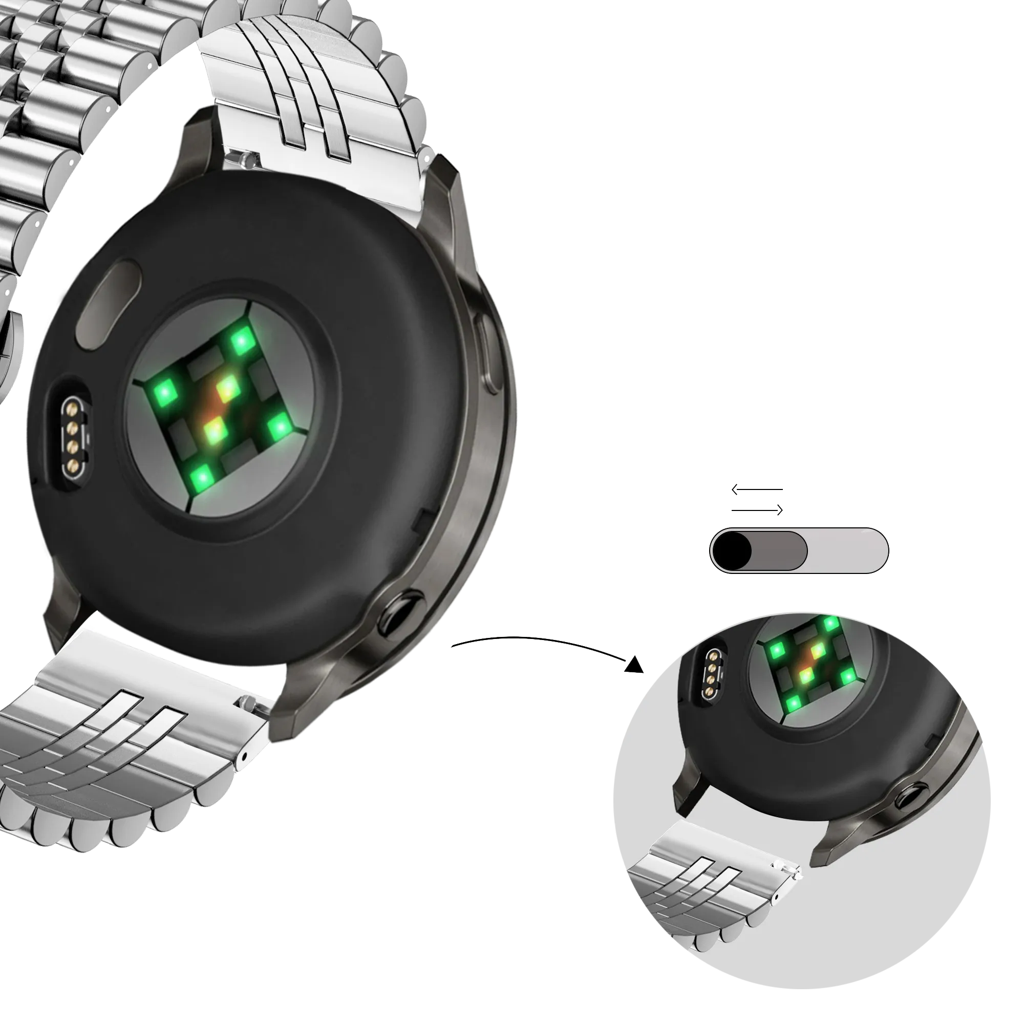 Bandz Bracelet acier 'Jubilee' Garmin Forerunner 165 (argent)