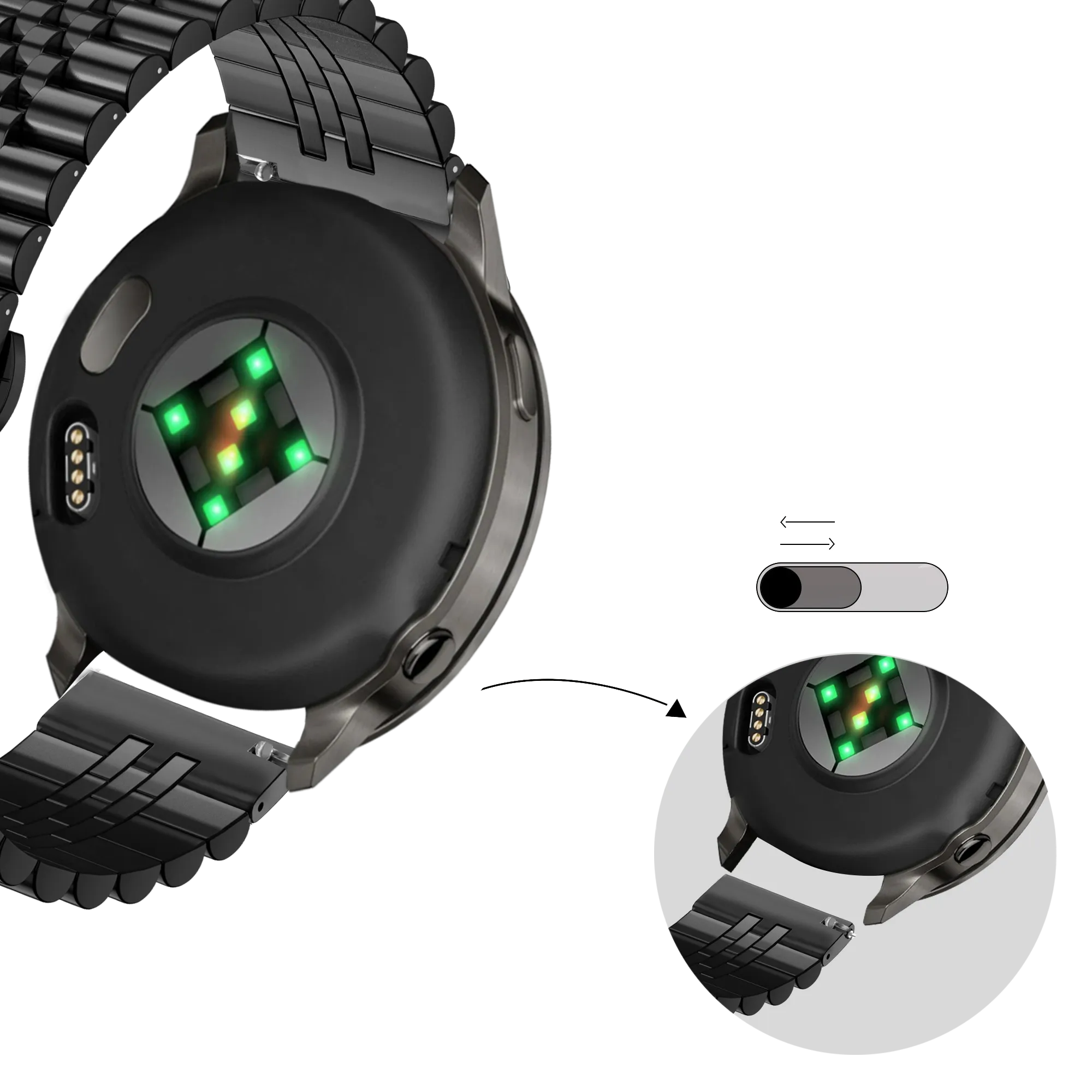 Bandz Bracelet acier 'Jubilee' Garmin Approach S12 (noir)