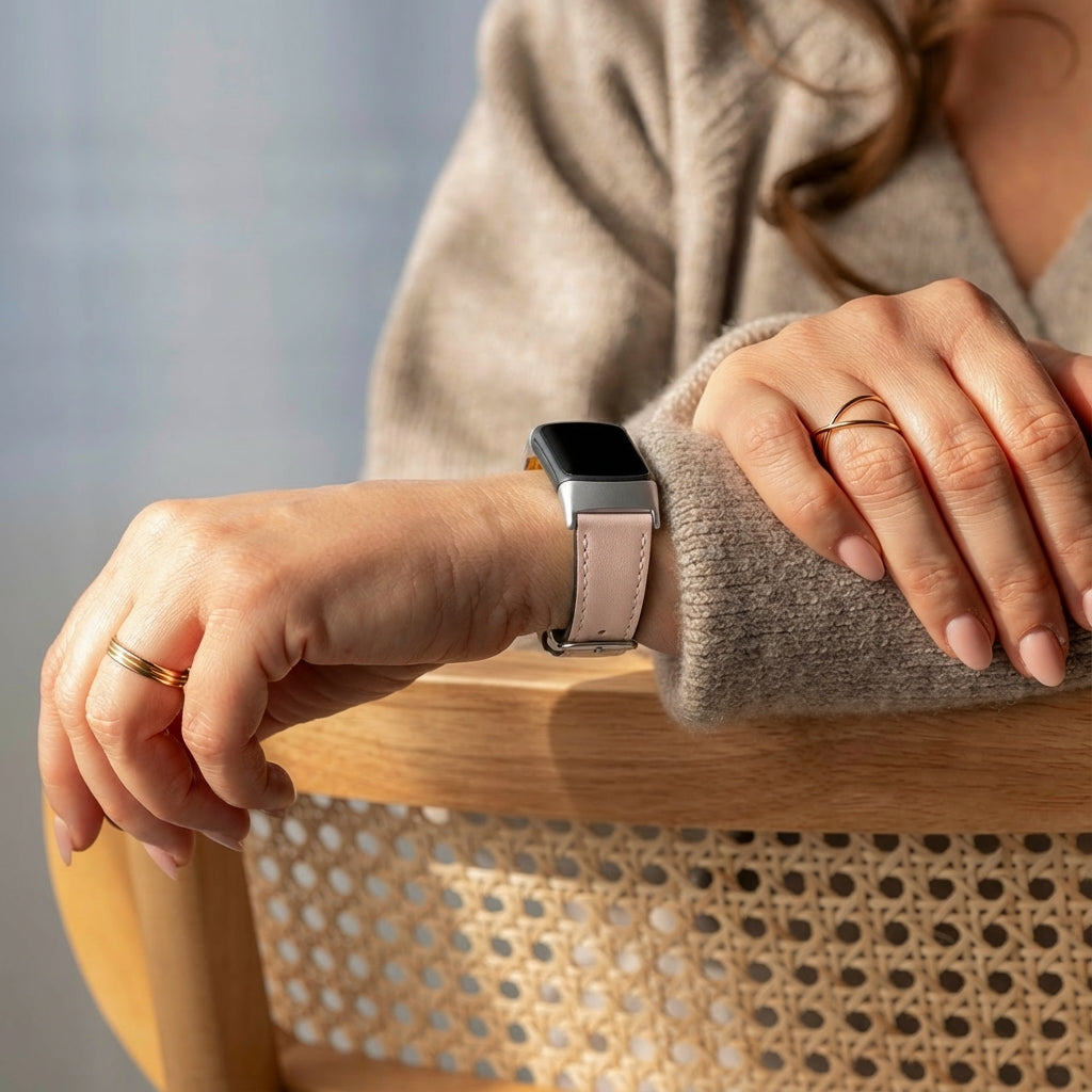 Bracelet cuir moderne Fitbit Charge 5 (beige clair)