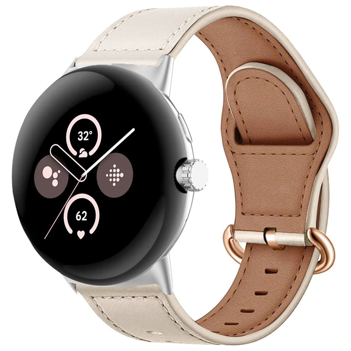 Bracelet cuir à maillons Google Pixel Watch 4 - 41mm (beige)