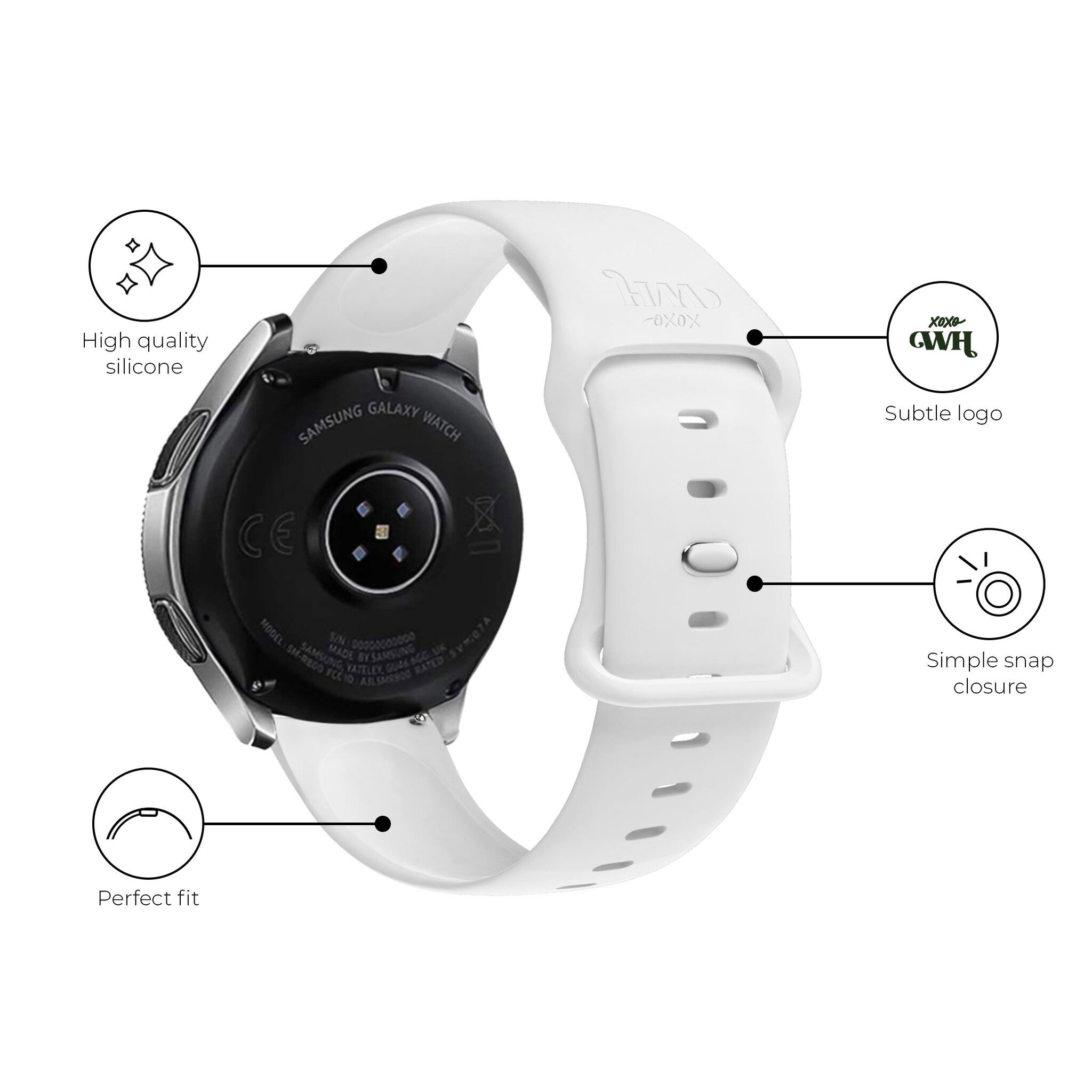 Bracelet silicone xoxo Wildhearts Samsung Gear Sport (blanc)
