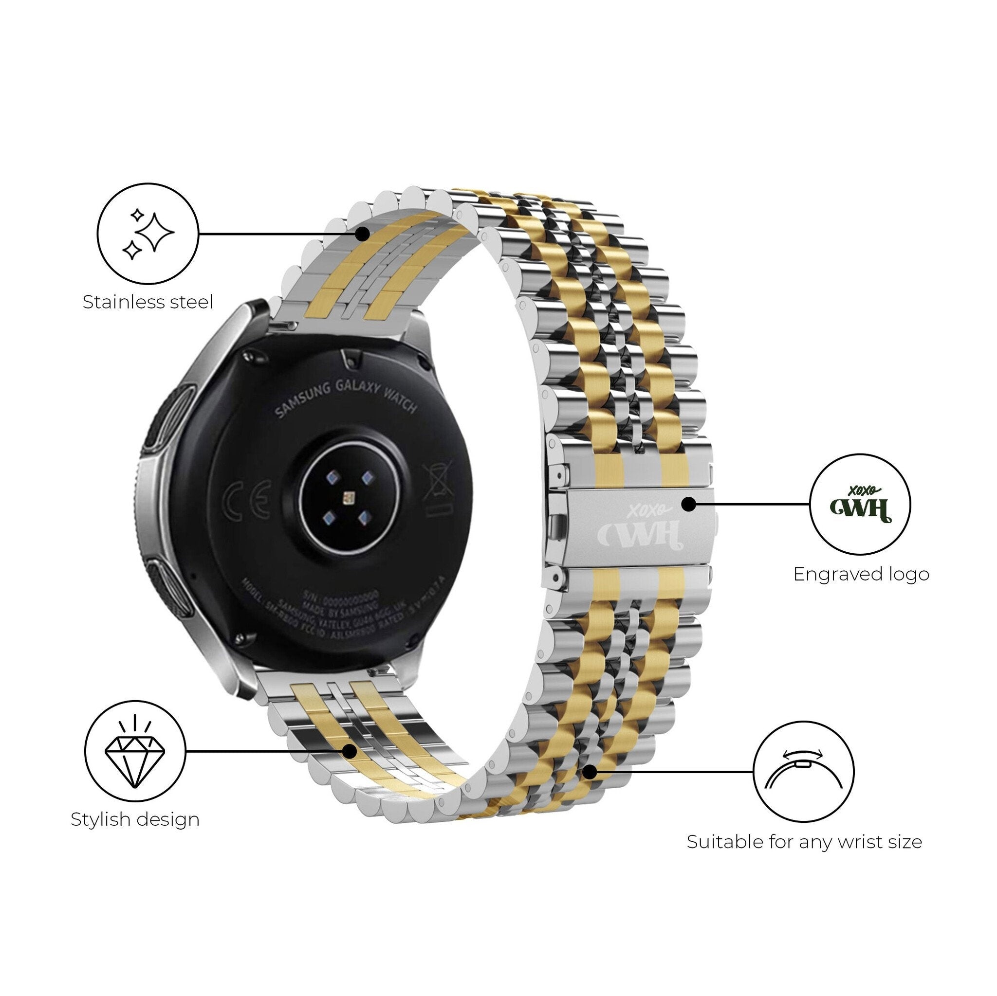 Bracelet acier xoxo Wildhearts Xiaomi Mi Watch (argenté/doré)