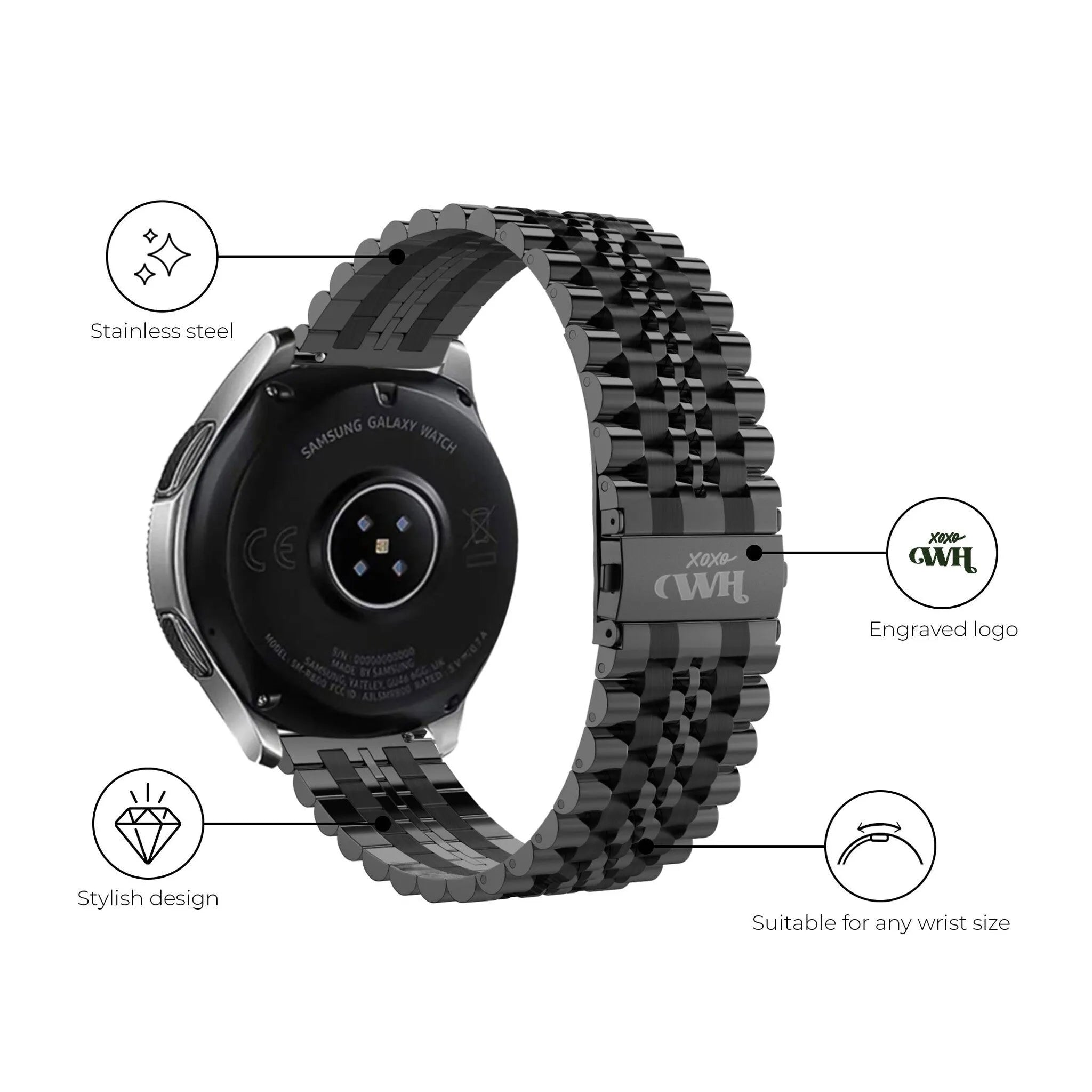 Bracelet acier xoxo Wildhearts Fossil Gen 5 (noir)