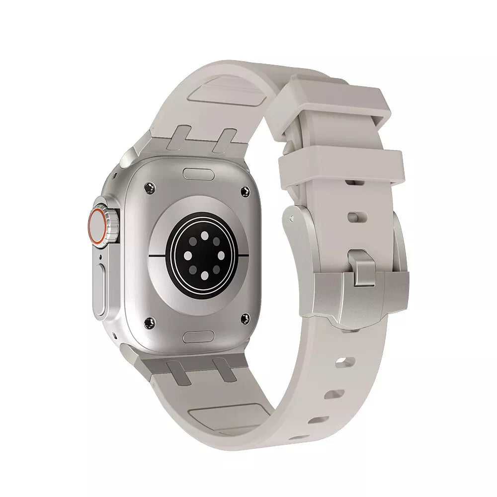 Apple Watch Premium Liquid Silicone Strap (Starlight with Titanium)