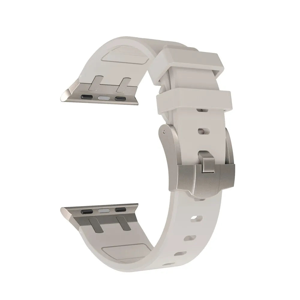 Apple Watch Premium Liquid Silicone Strap (Starlight with Titanium)