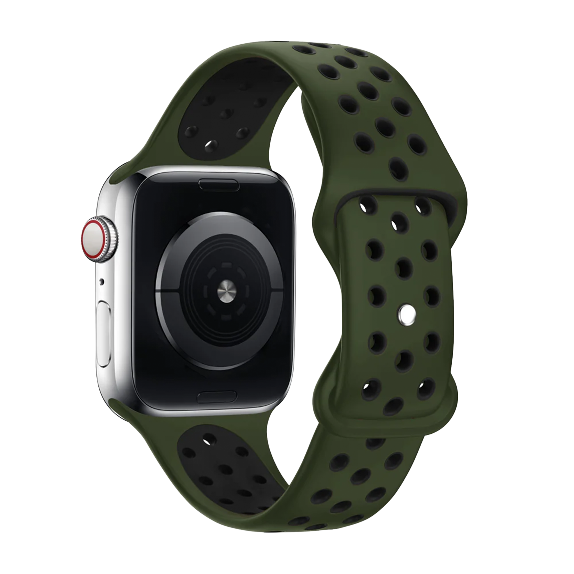Bracelet Apple Watch sport (vert olive/noir)