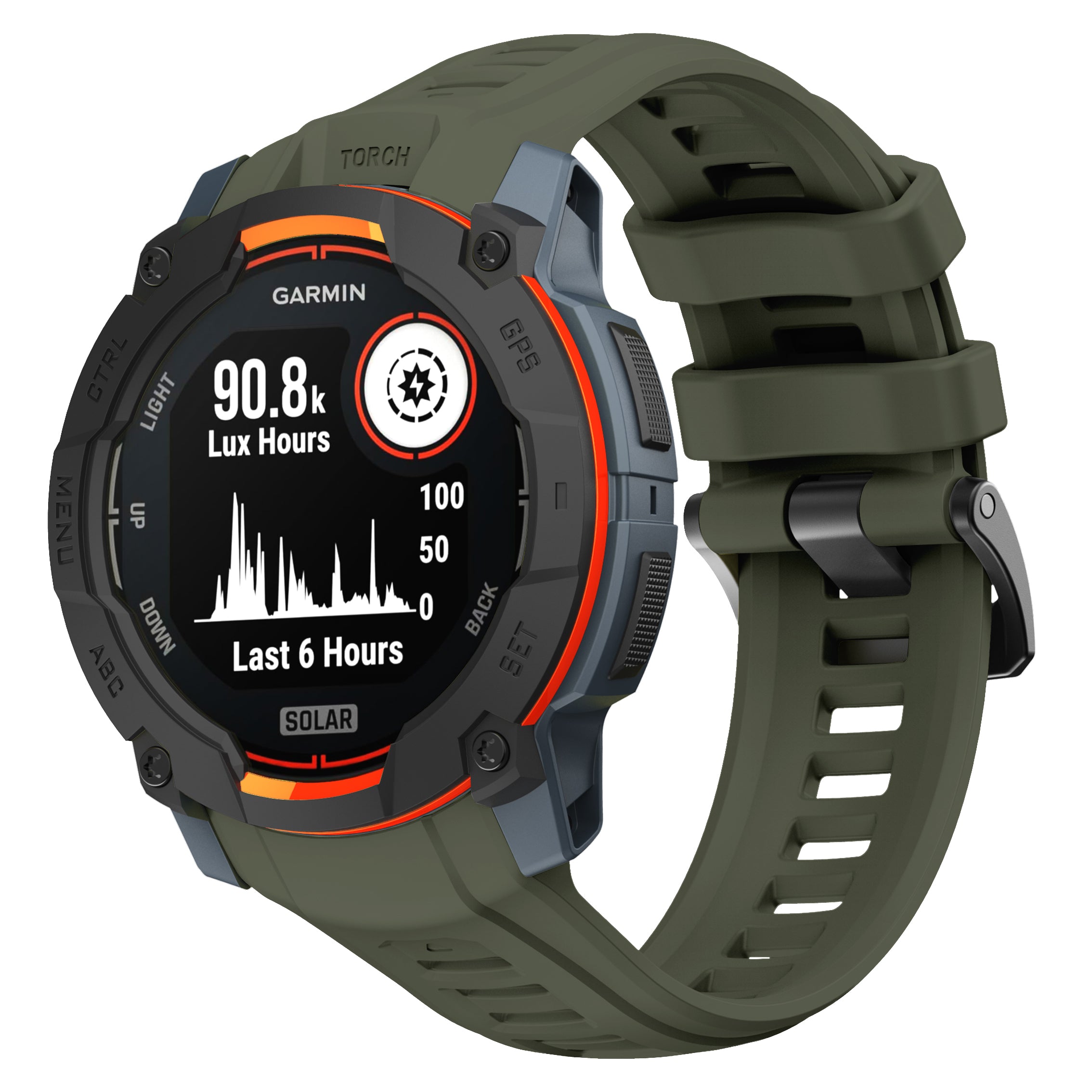 Bracelet silicone 'perfect fit' Garmin Instinct 3 - 45mm (vert armée)
