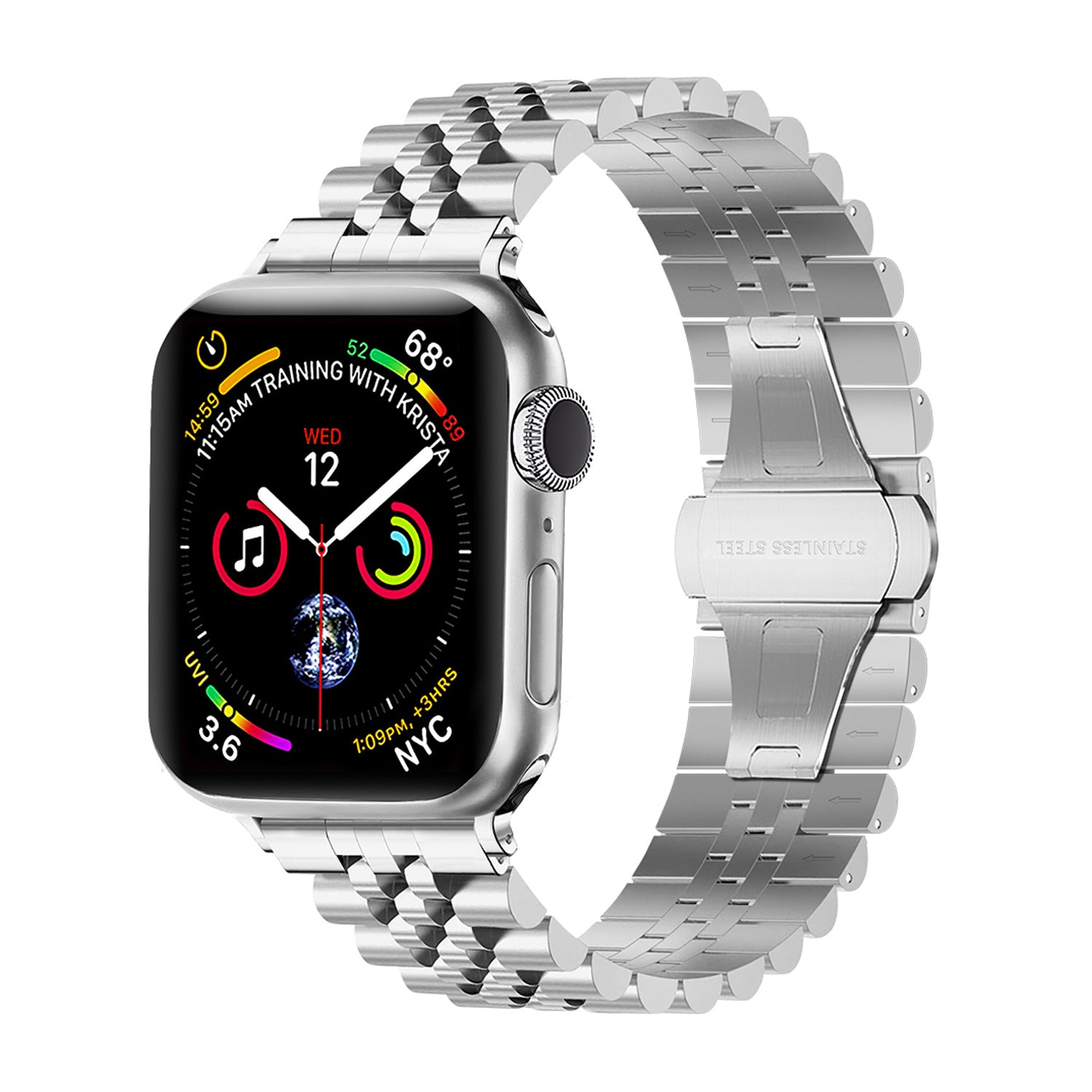 Bracelet acier Jubilee Apple Watch Ultra (argent)